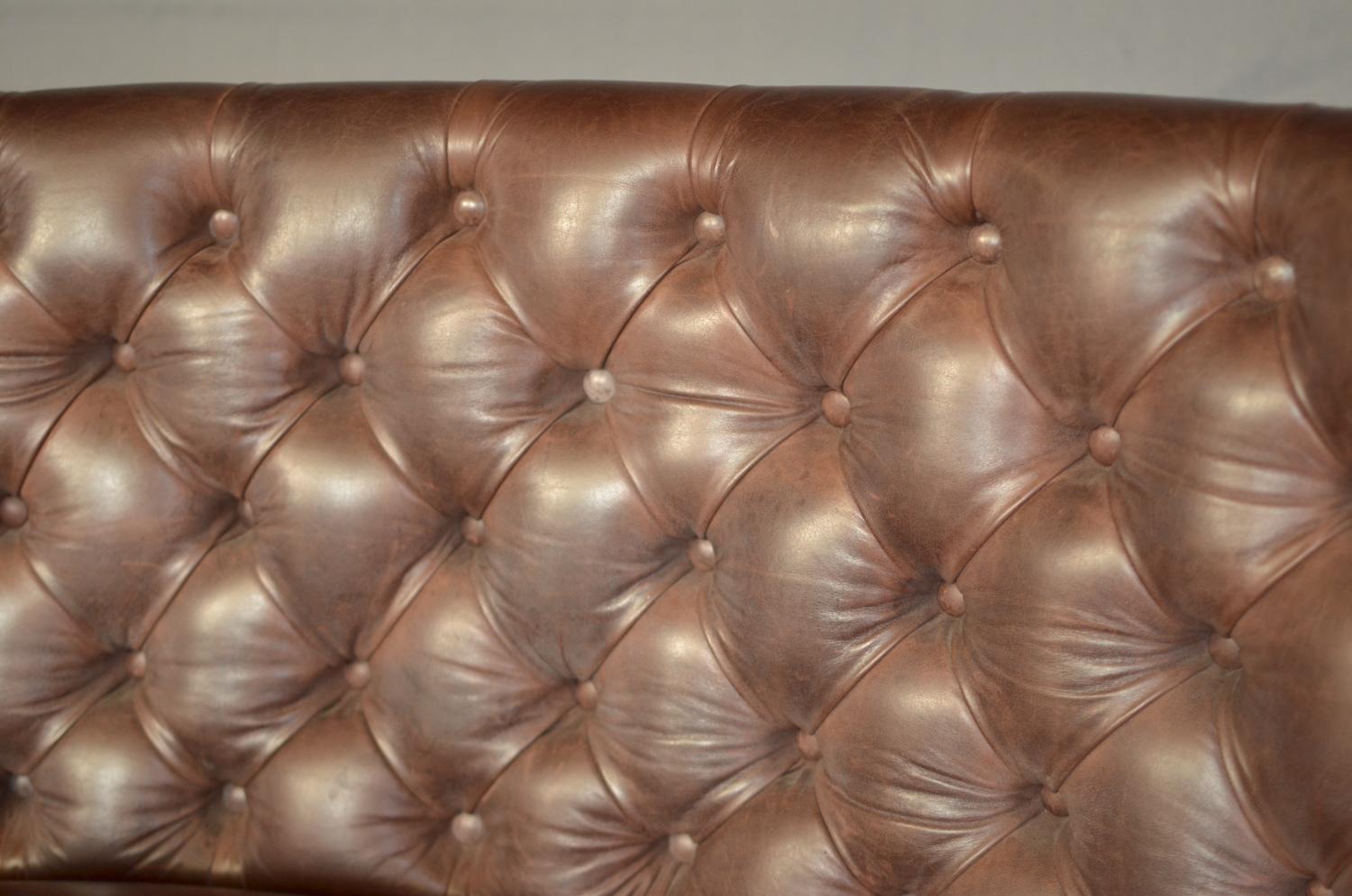 Chesterfield Horseshoe Sofa in Brown Burnt Leather, United Kingdom, 1920 2