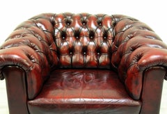Chesterfield Leather Armchair Antique Vintage English Armchair Oxblood
