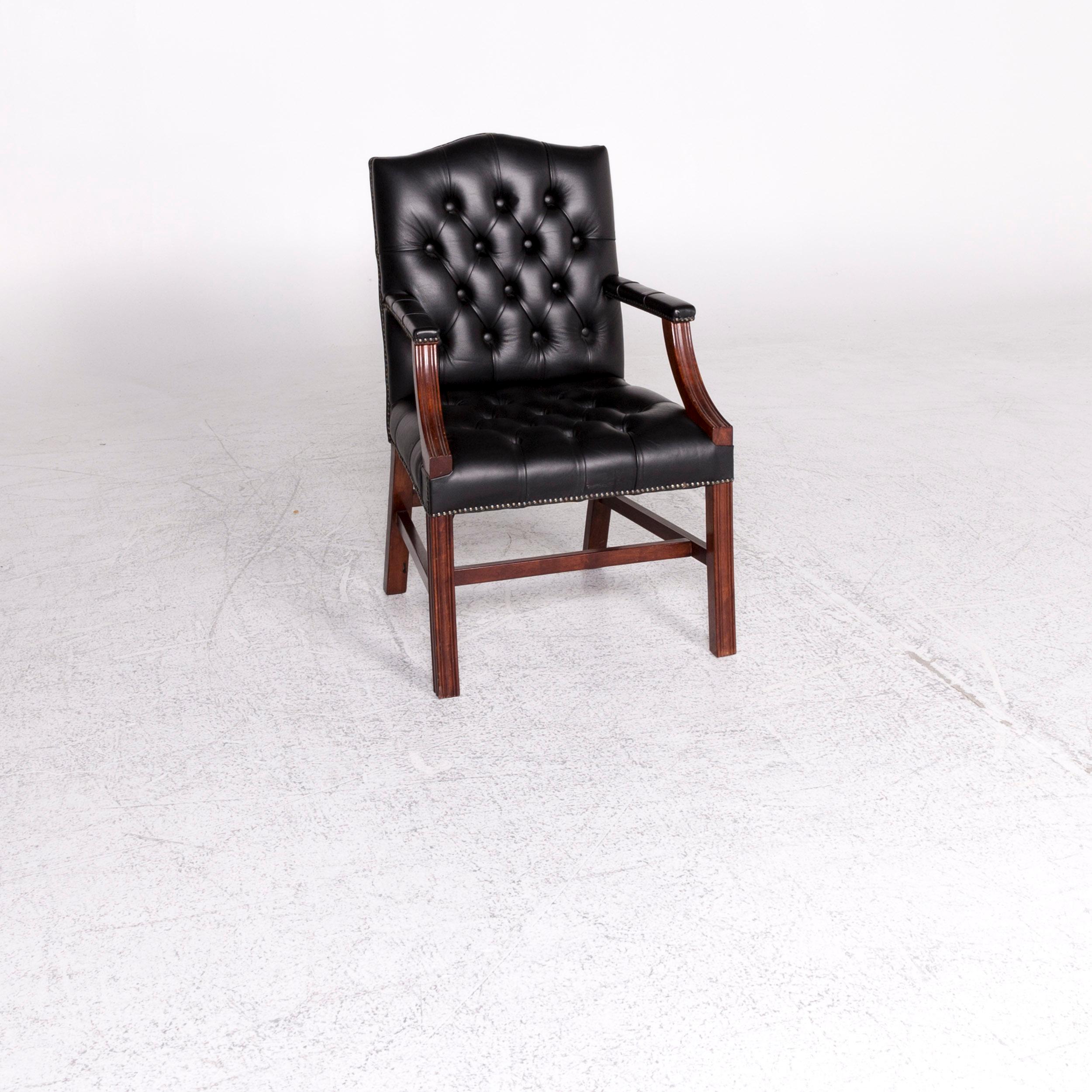 Modern Chesterfield Leather Armchair Black Chair For Sale
