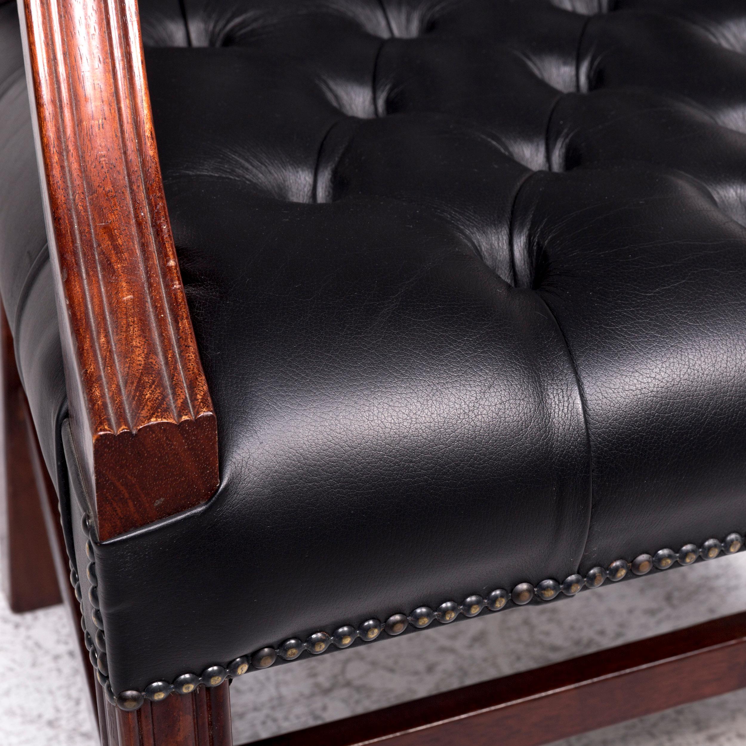 Chesterfield Leather Armchair Black Chair In Good Condition For Sale In Cologne, DE