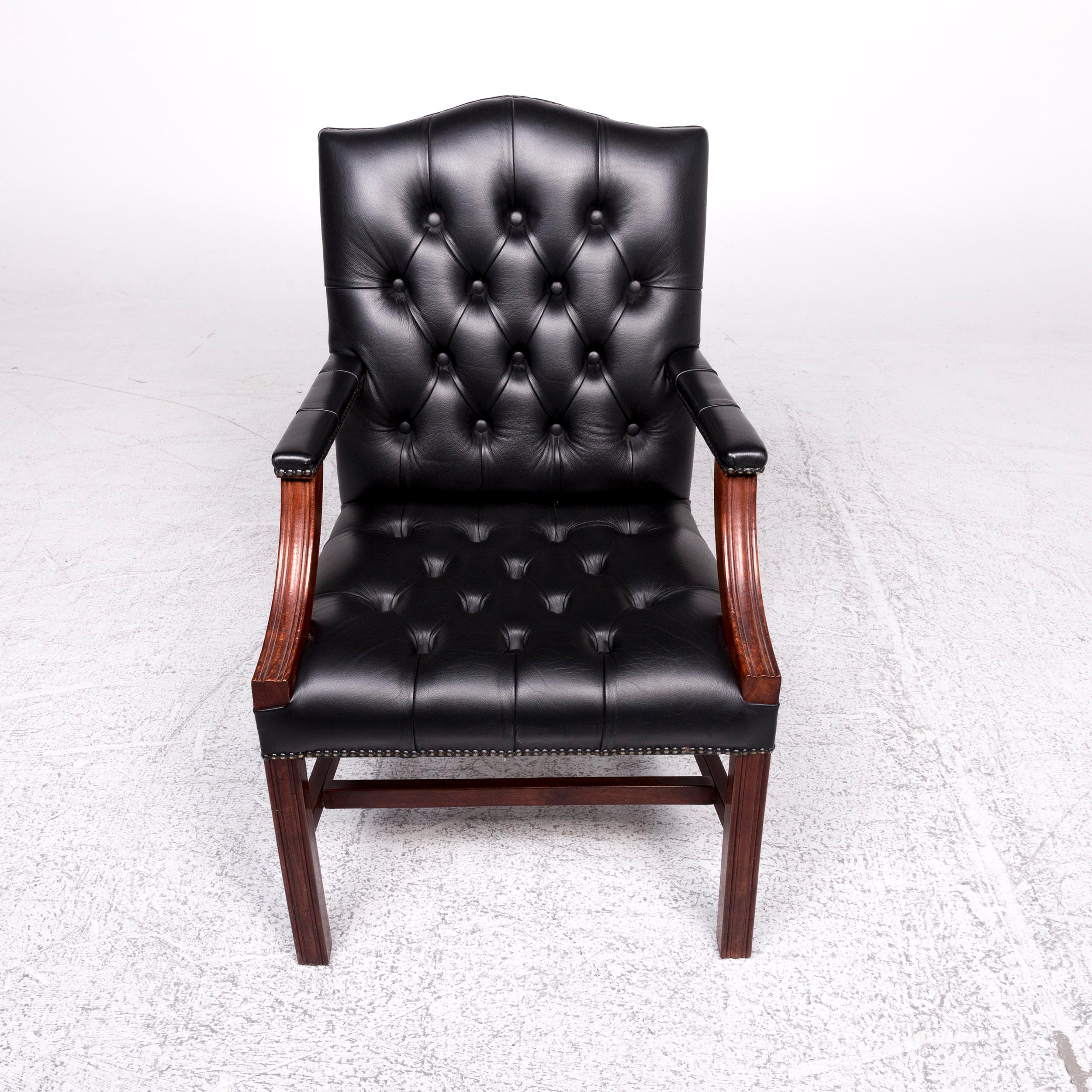 Chesterfield Leather Armchair Black Chair For Sale 2