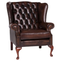 Chesterfield Leather Armchair Brown