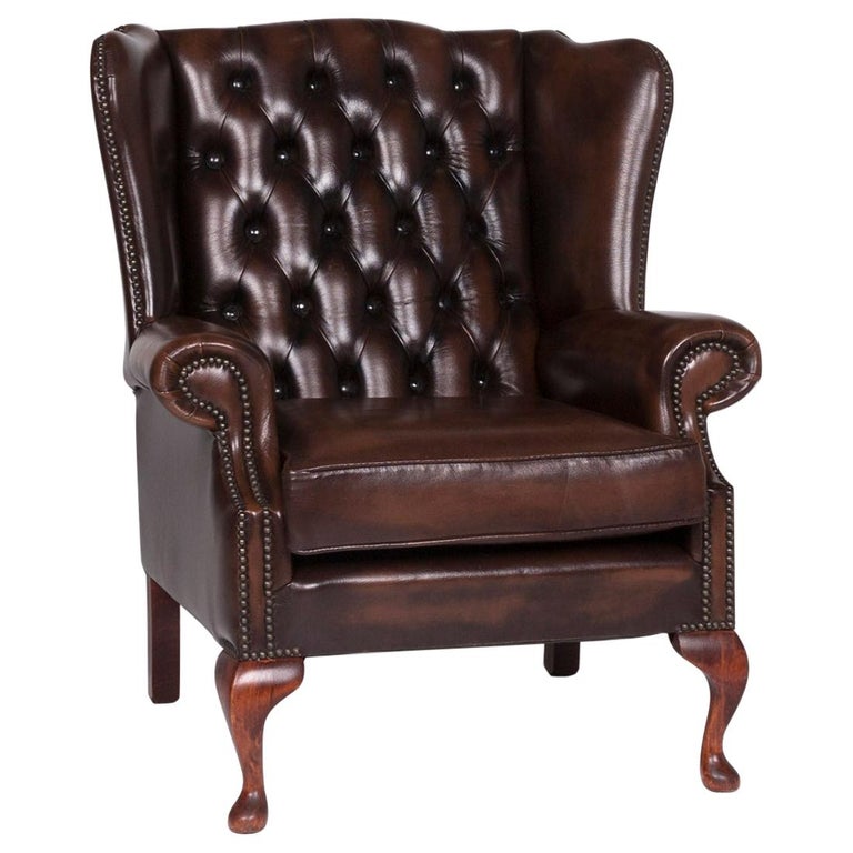 Chesterfield Leather Armchair Brown at 1stDibs