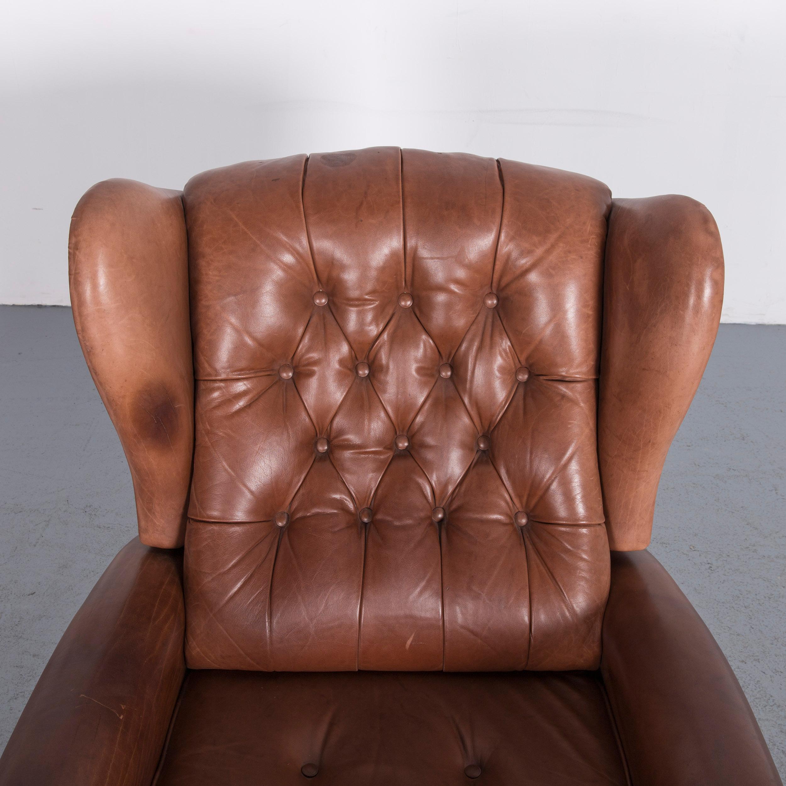 Chesterfield Leather Armchair Brown One-Seat Vintage Retro with Relax Function 5