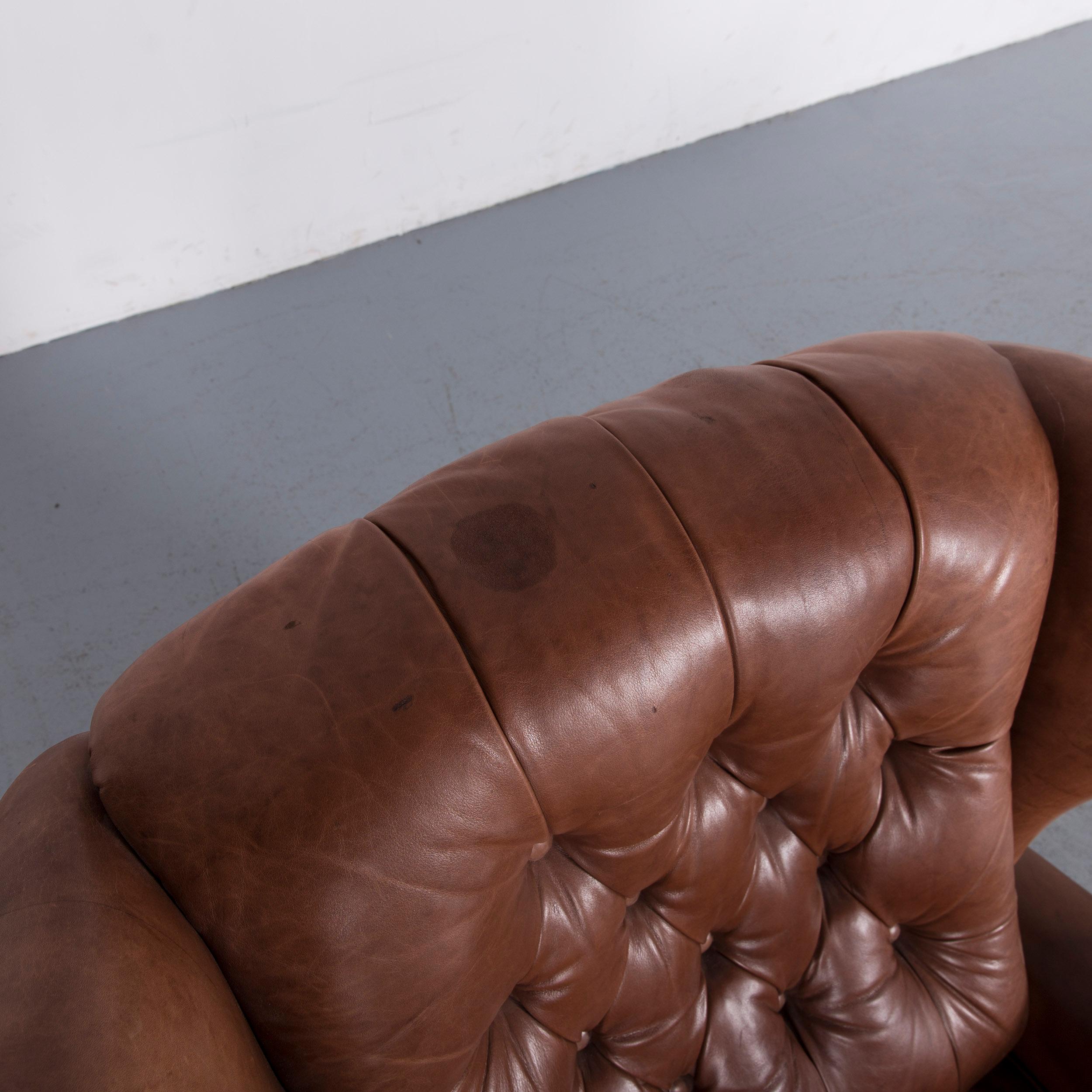 Chesterfield Leather Armchair Brown One-Seat Vintage Retro with Relax Function 6