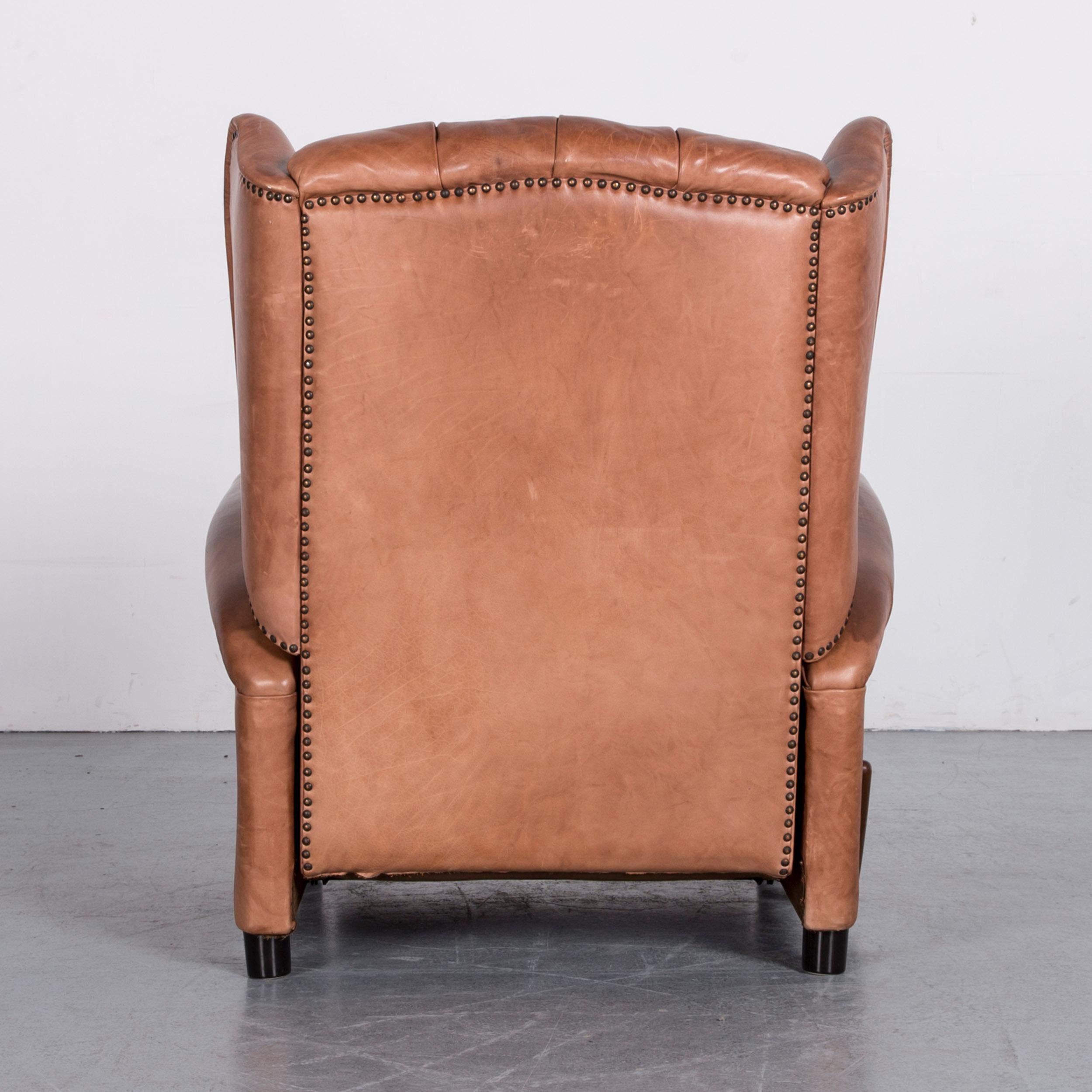 Chesterfield Leather Armchair Brown One-Seat Vintage Retro with Relax Function 8