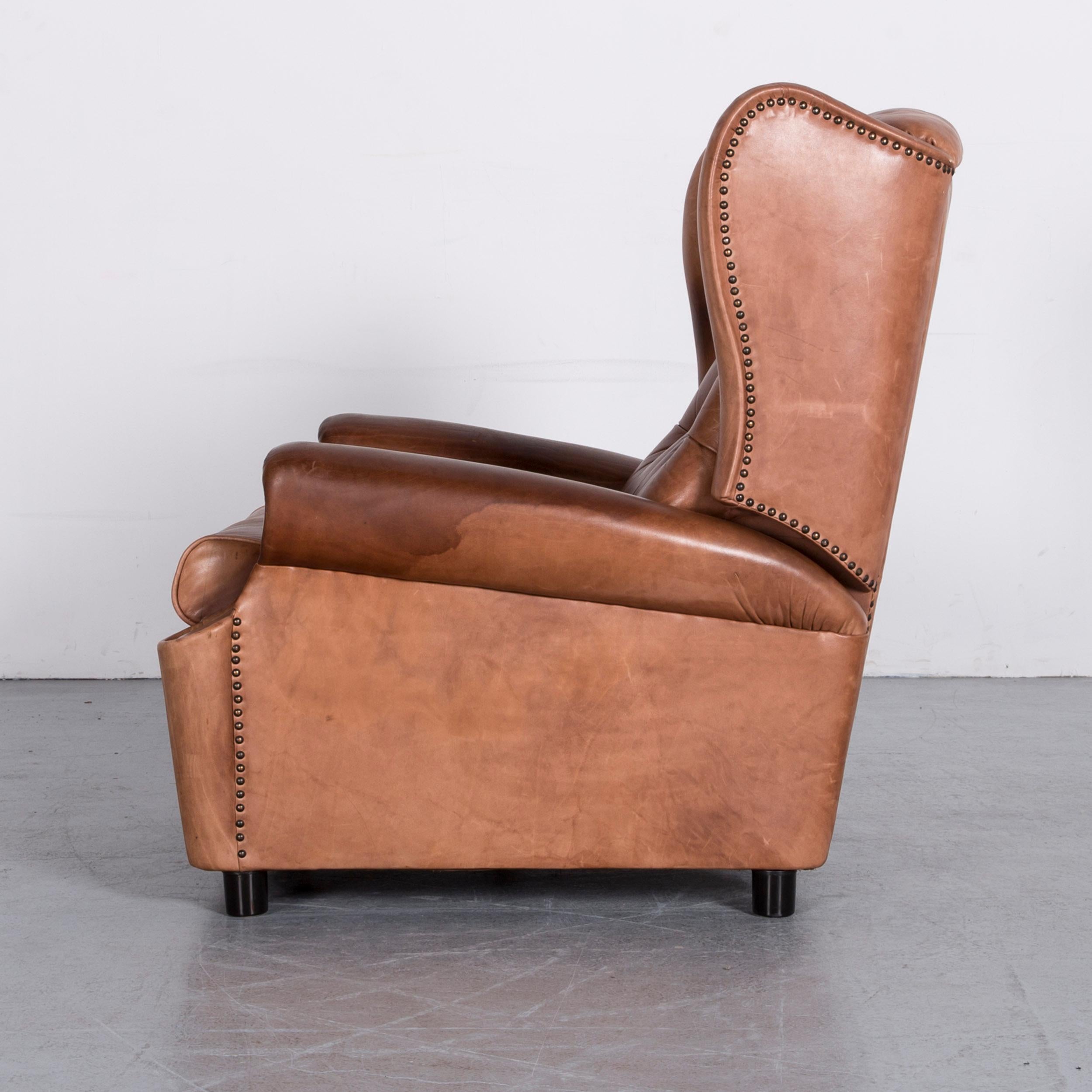 Chesterfield Leather Armchair Brown One-Seat Vintage Retro with Relax Function 9