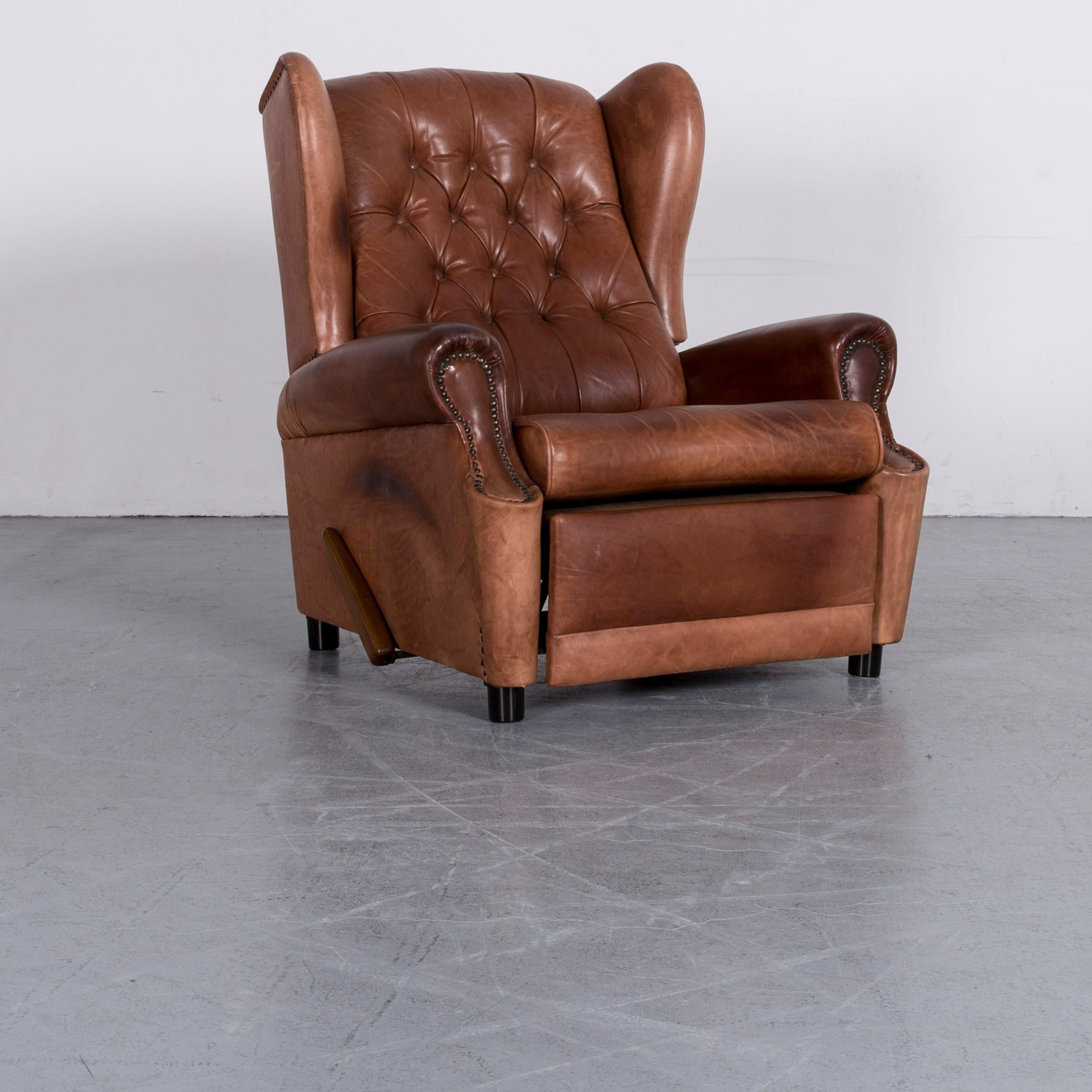 We bring to you an chesterfield leather armchair brown one-seat vintage retro with relax function.




























































  