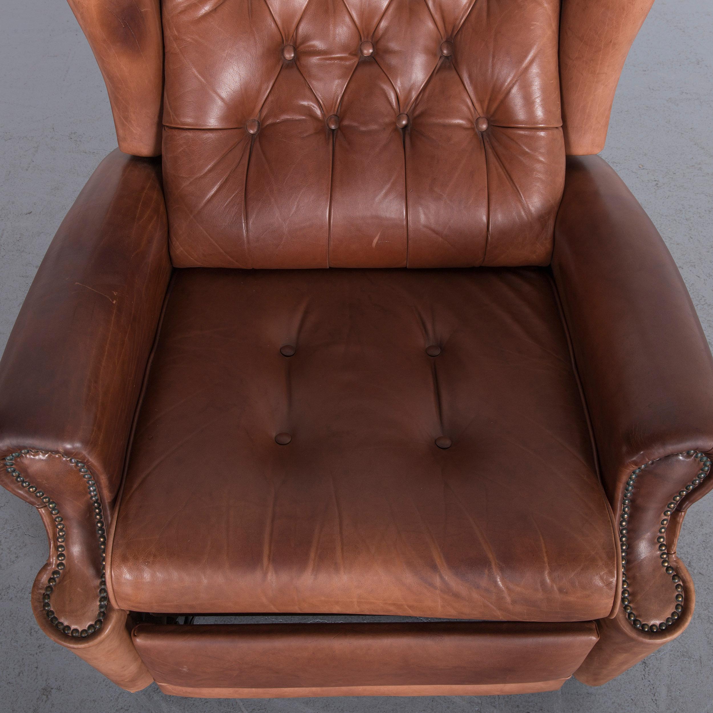 Chesterfield Leather Armchair Brown One-Seat Vintage Retro with Relax Function 4