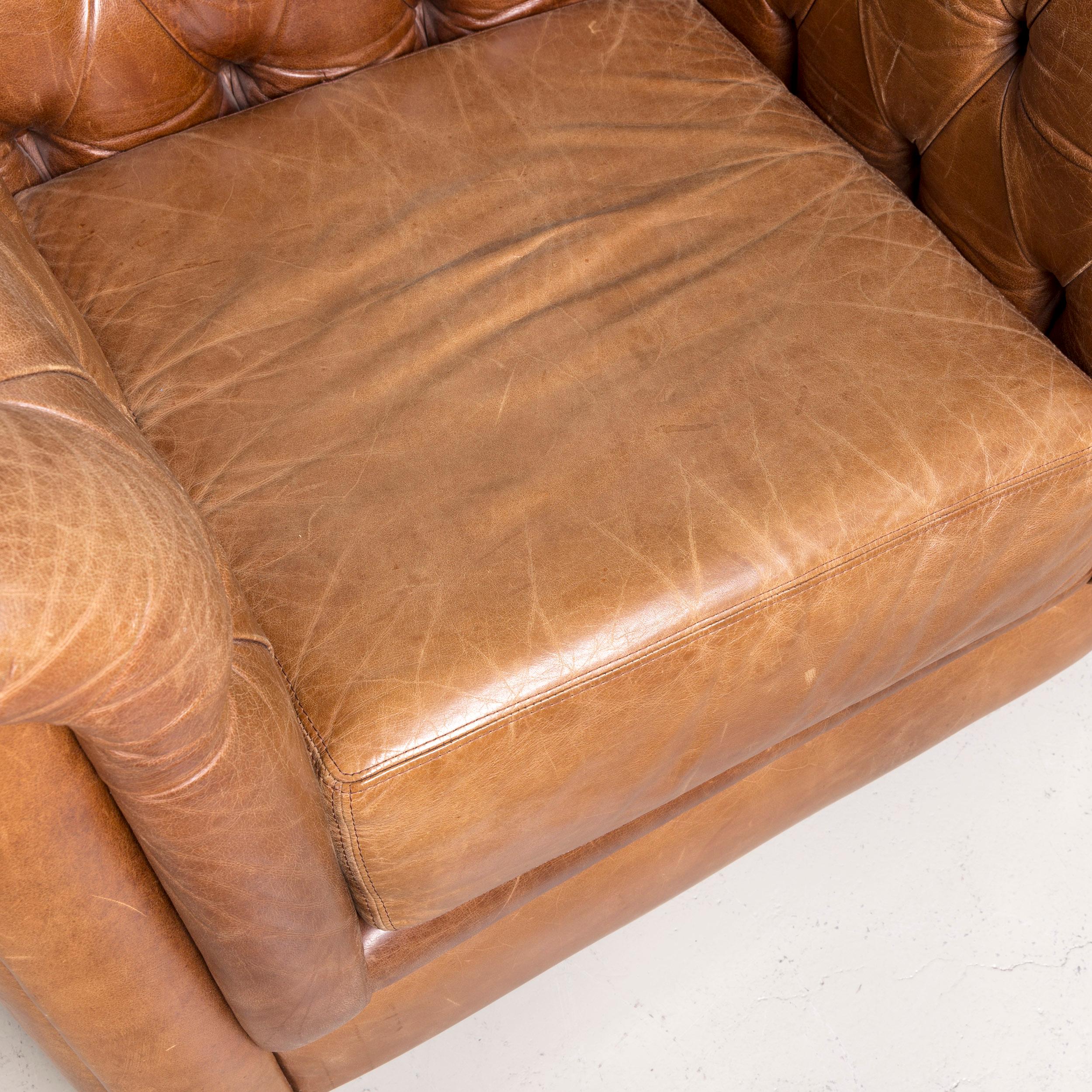 Chesterfield Leather Armchair Brown Red Vintage In Good Condition For Sale In Cologne, DE