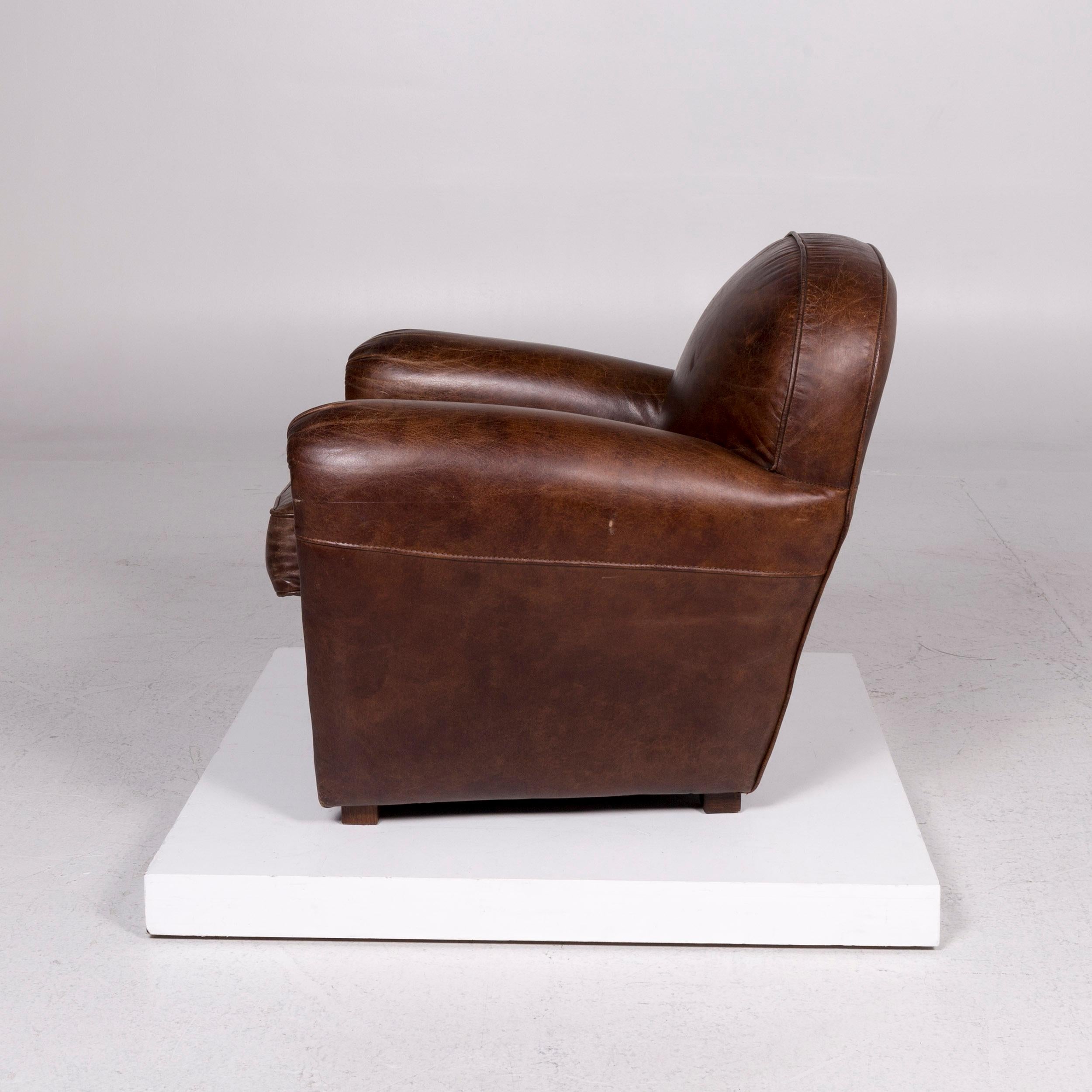 Chesterfield Leather Armchair Brown Retro 4