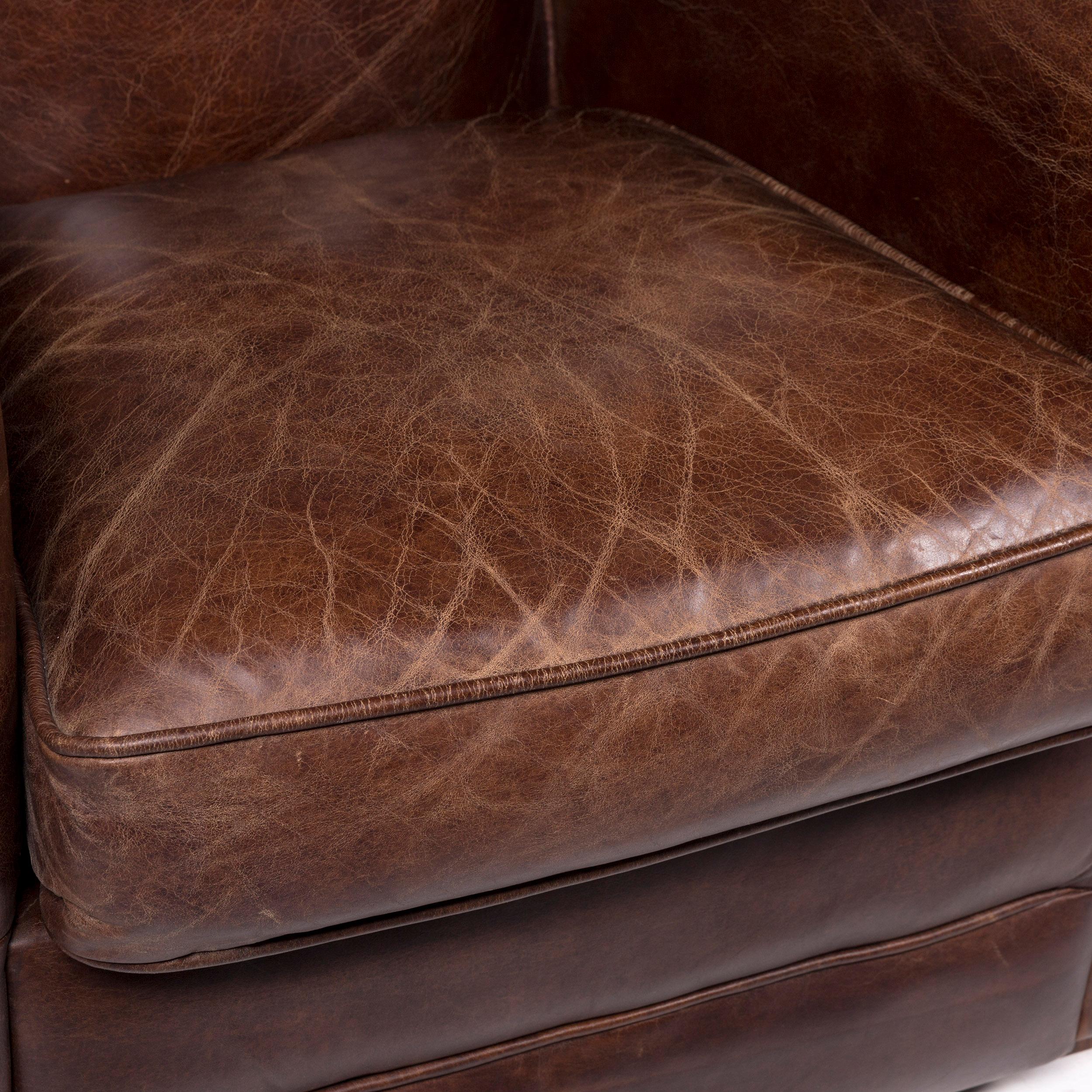 Modern Chesterfield Leather Armchair Brown Retro