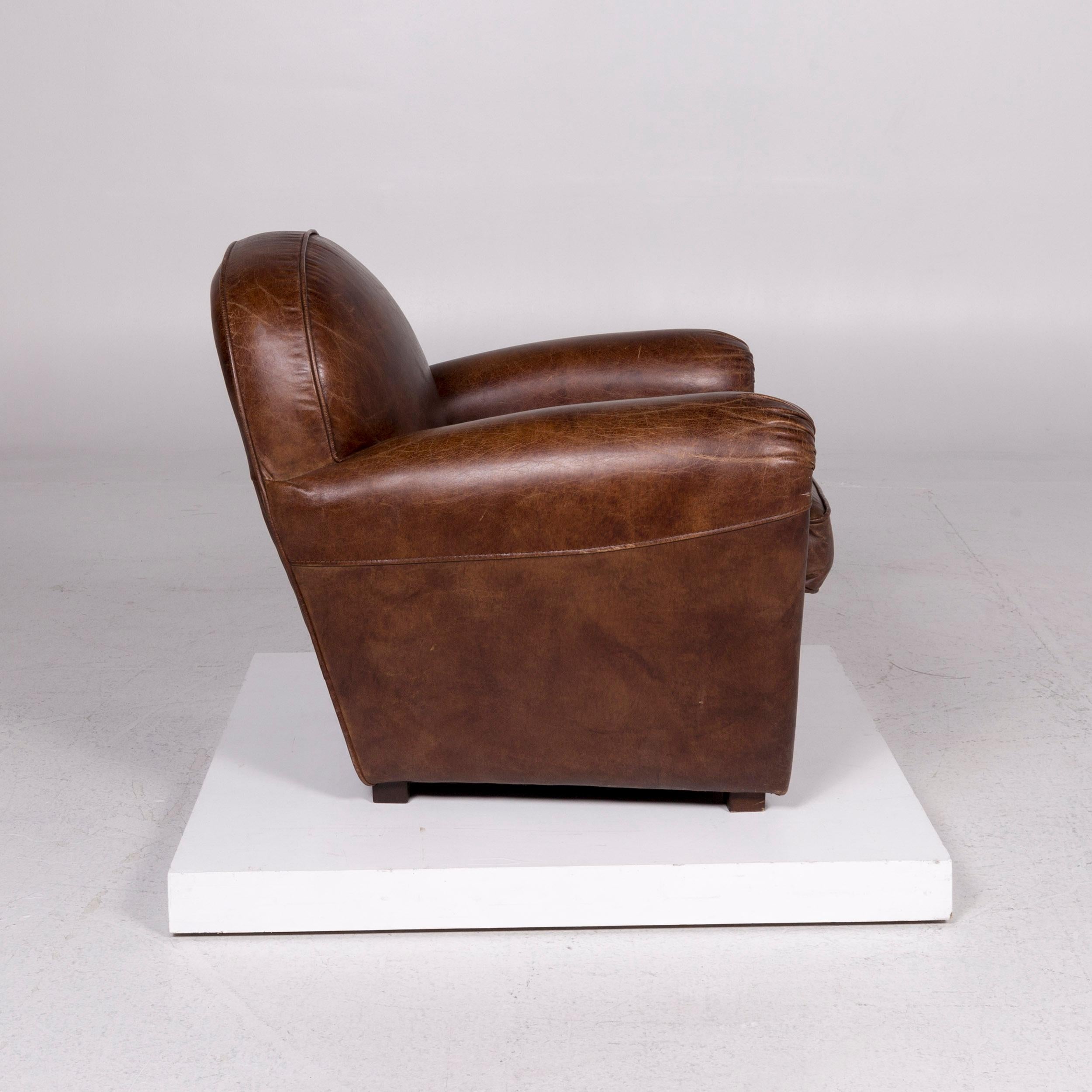 Chesterfield Leather Armchair Brown Retro 2