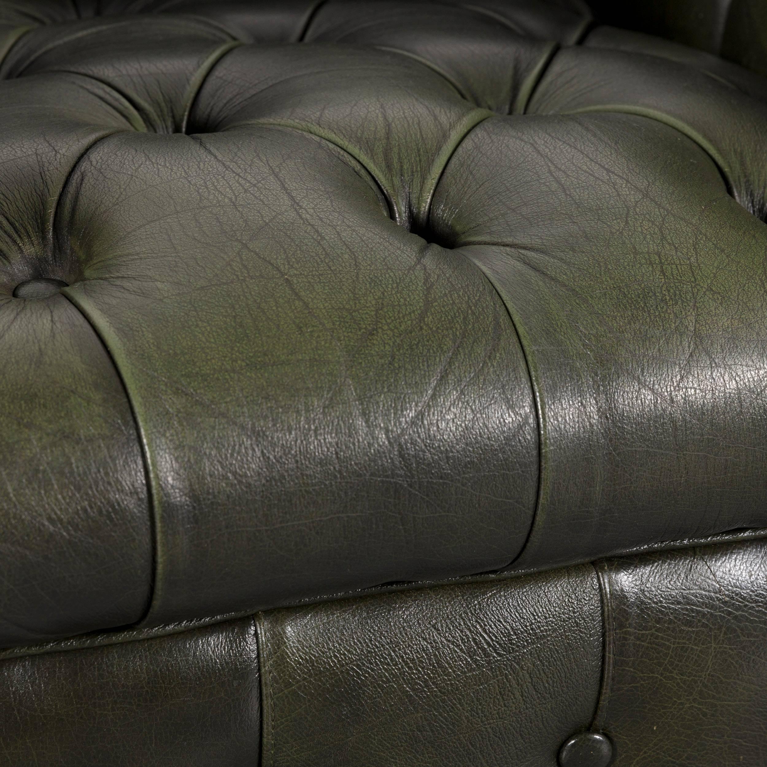 Chesterfield Leather Armchair Green One-Seat Club Chair In Good Condition In Cologne, DE