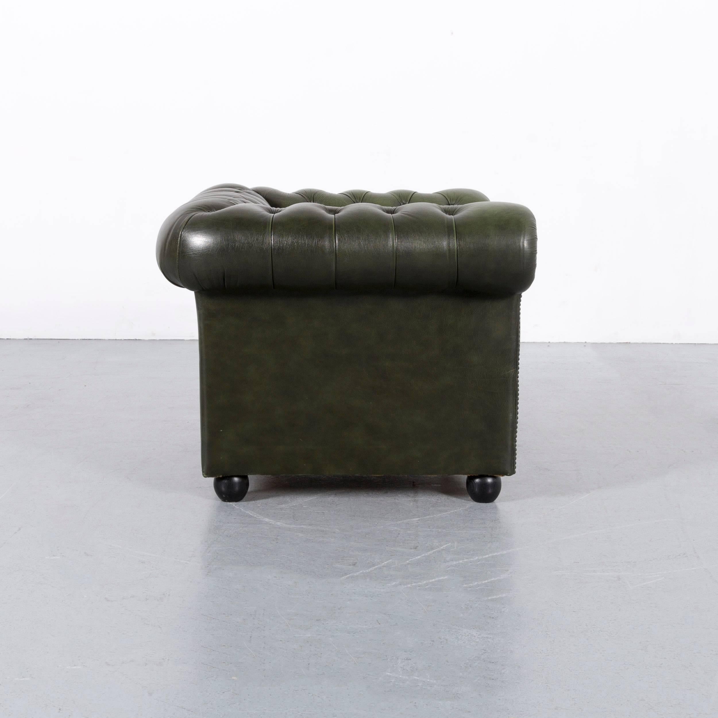Contemporary Chesterfield Leather Armchair Green One-Seat Club Chair