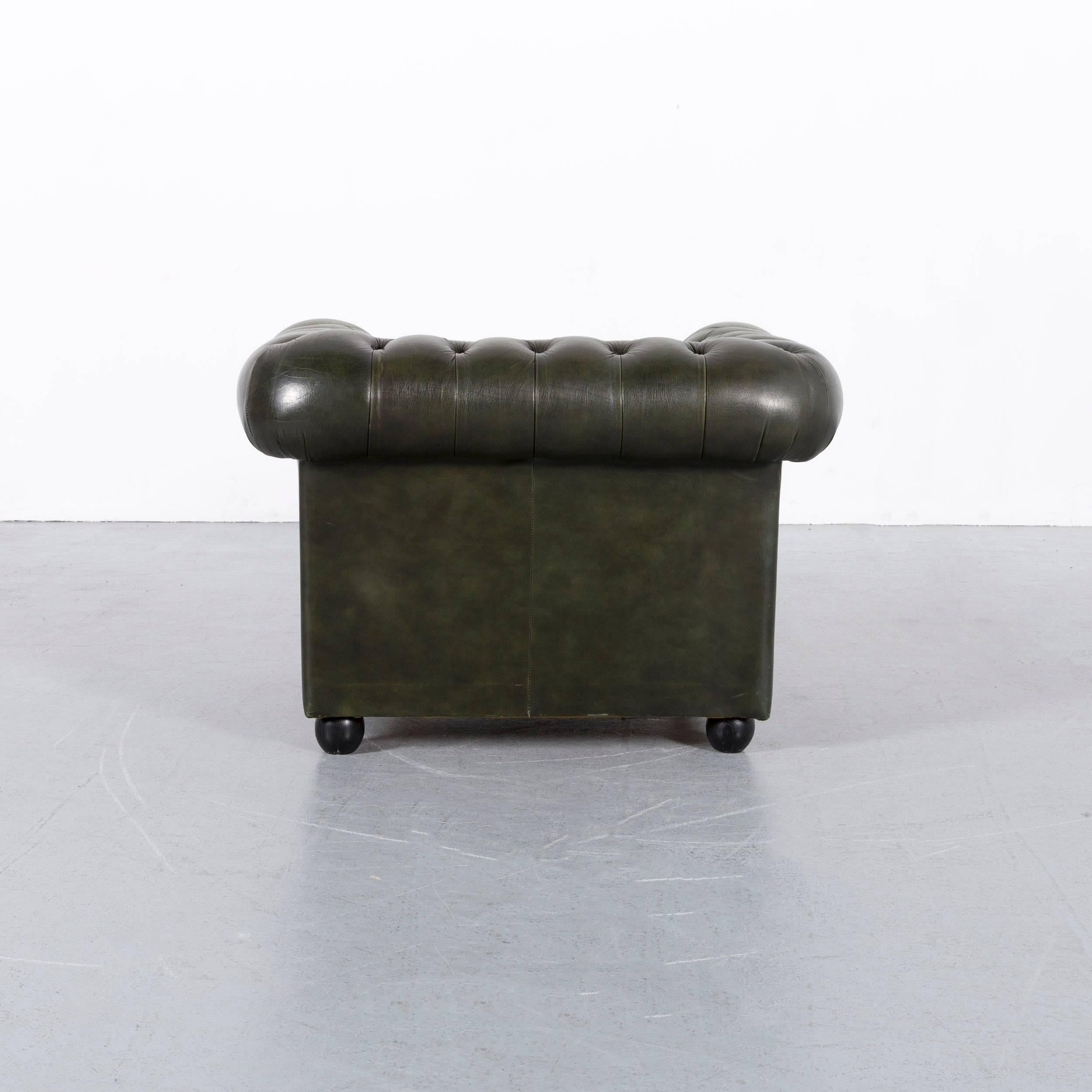 Chesterfield Leather Armchair Green One-Seat Club Chair 1