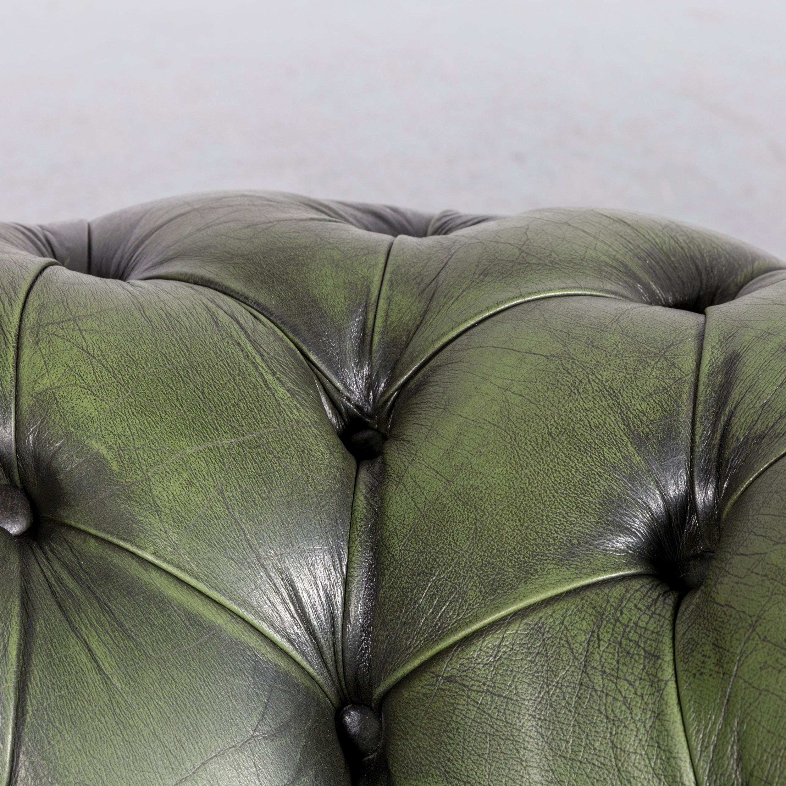 Contemporary Chesterfield Leather Armchair Green One-Seat Club-Chair For Sale