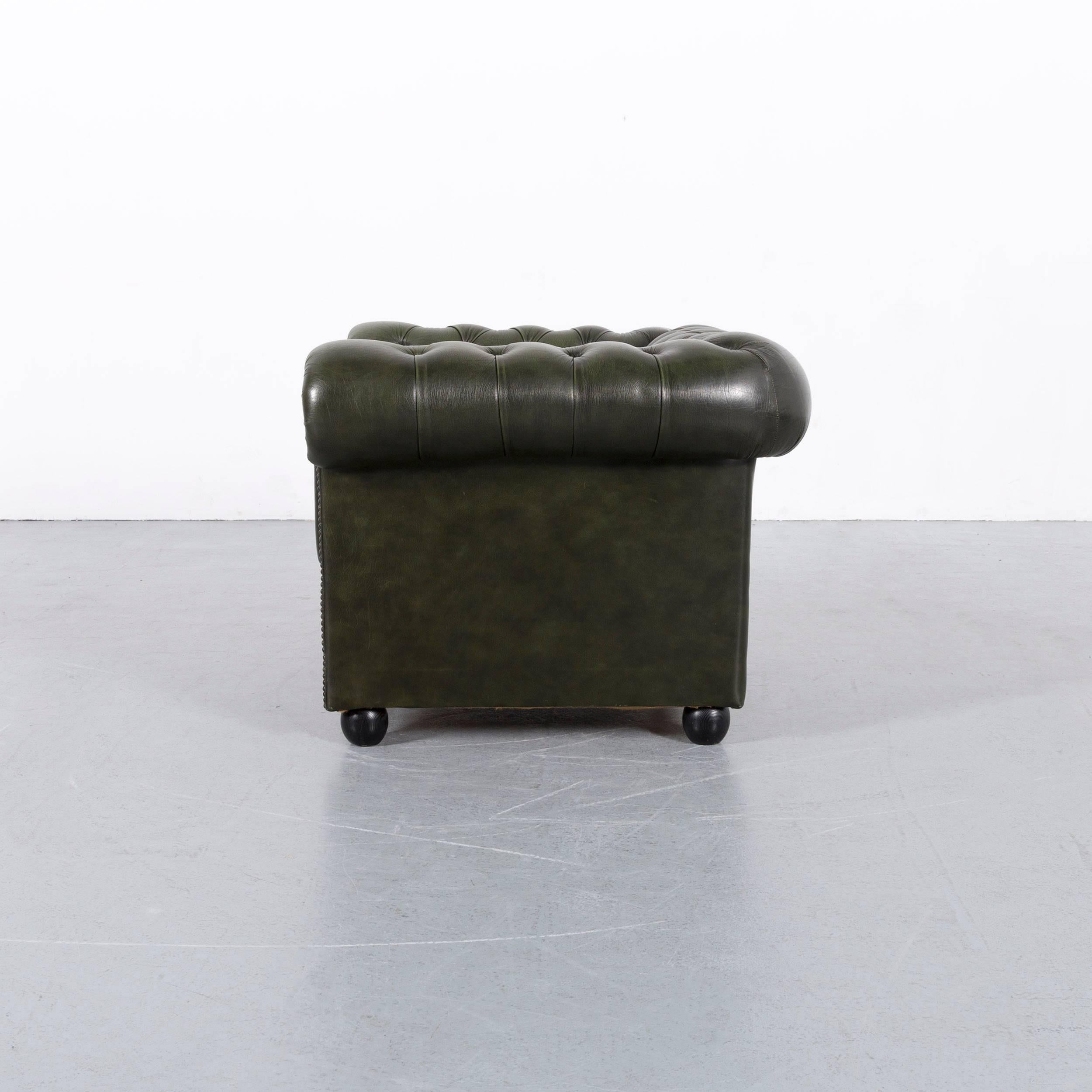 Chesterfield Leather Armchair Green One-Seat Club Chair 2