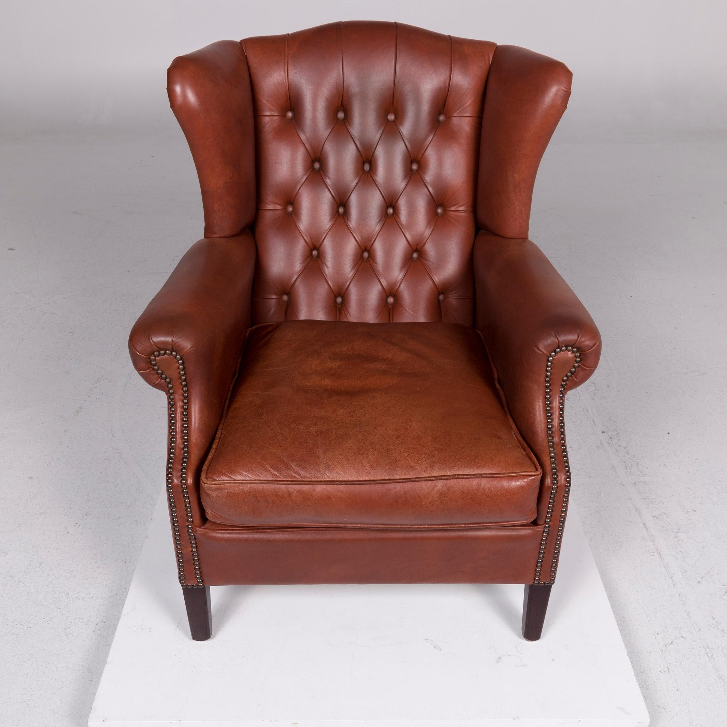 Chesterfield Leather Armchair Red Brown Retro In Good Condition For Sale In Cologne, DE