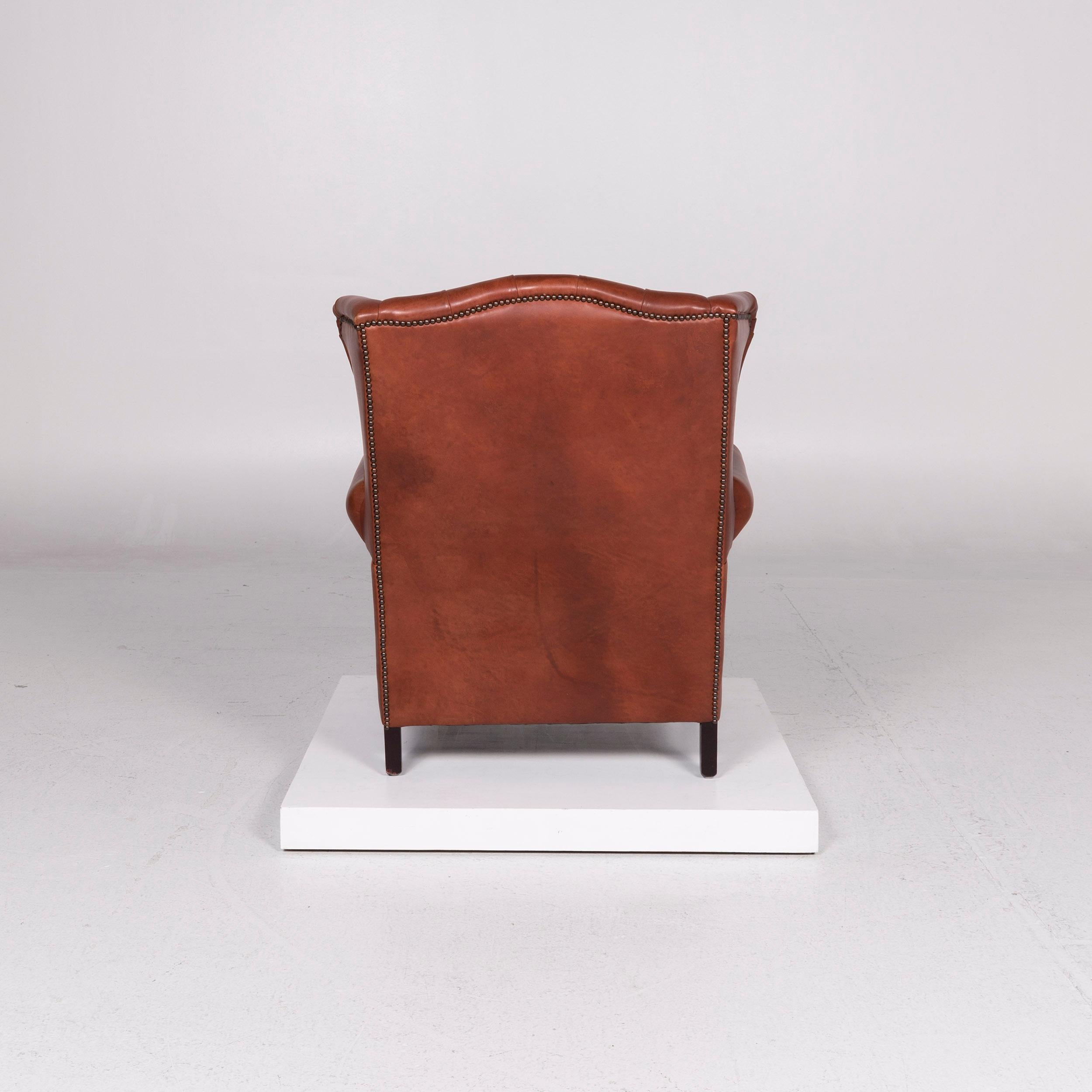 Chesterfield Leather Armchair Red Brown Retro For Sale 2