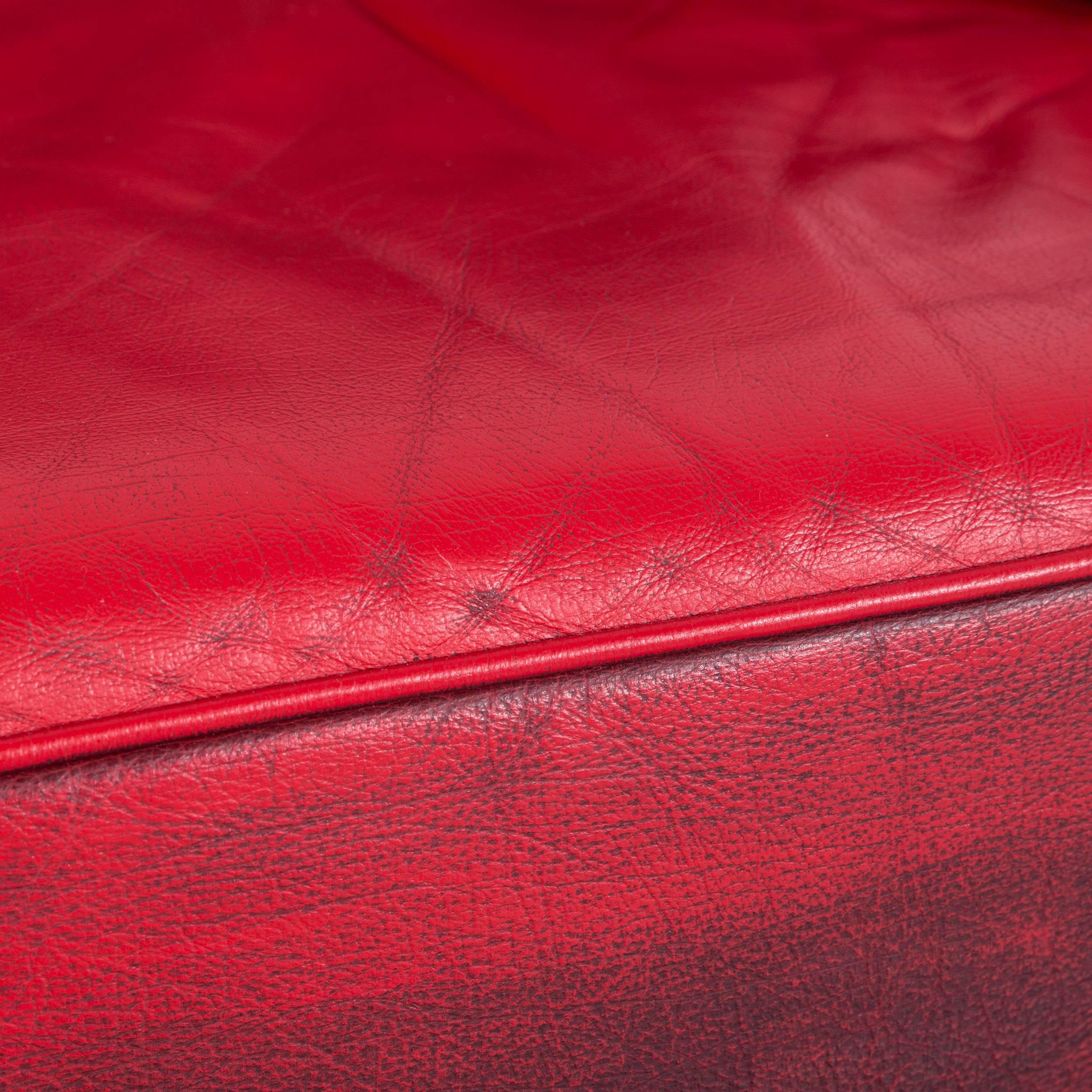 British Chesterfield Leather Armchair Red One-Seat
