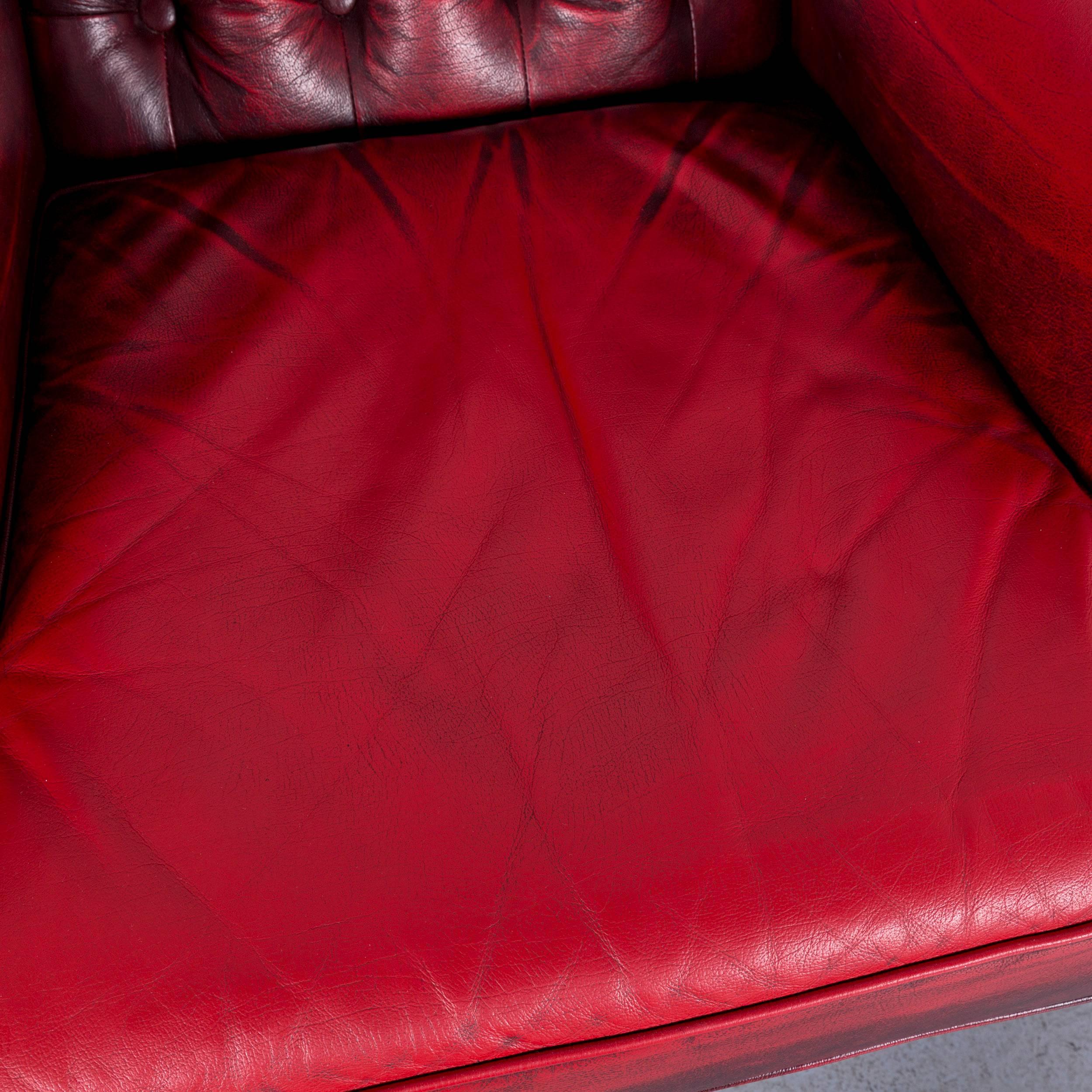 Chesterfield Leather Armchair Red One-Seat In Good Condition In Cologne, DE