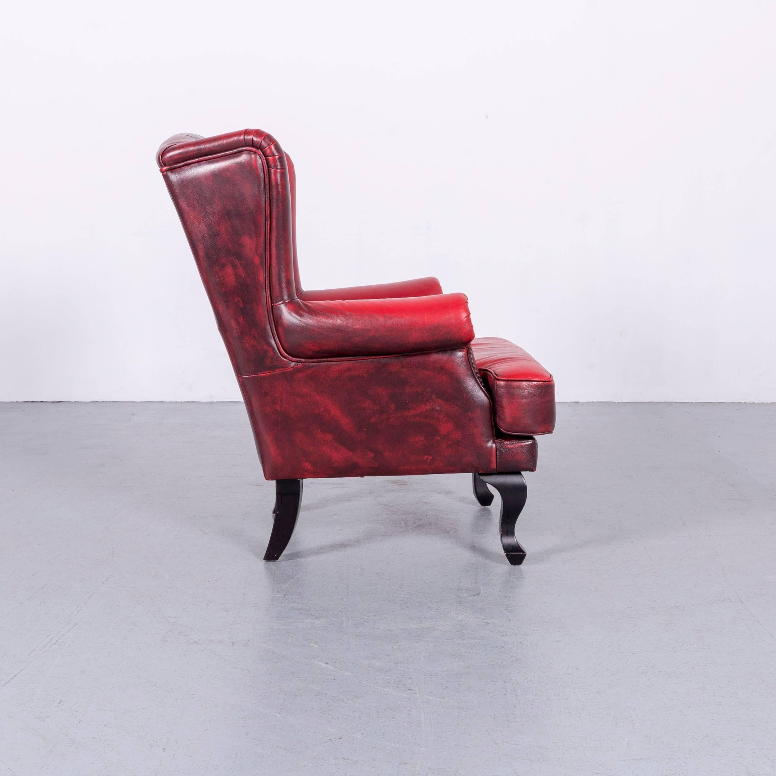 Chesterfield Leather Armchair Red One-Seat 1