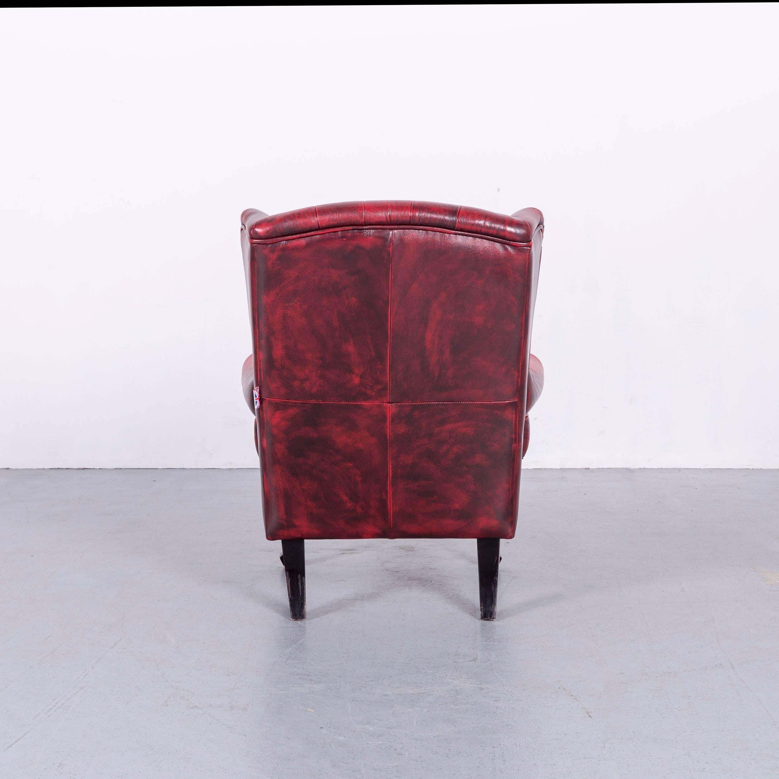 Chesterfield Leather Armchair Red One-Seat 2