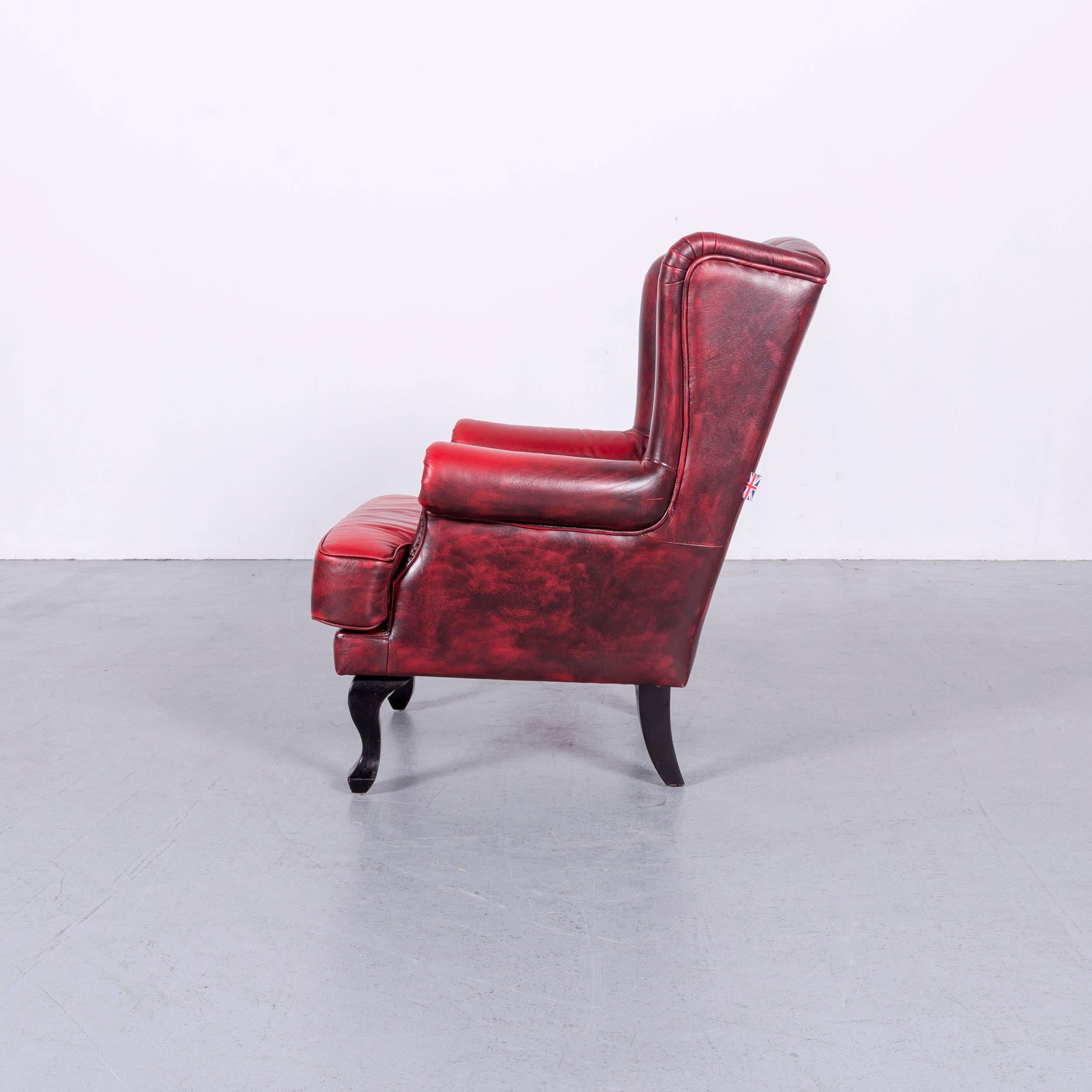 Chesterfield Leather Armchair Red One-Seat 3