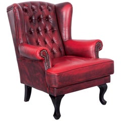 Chesterfield Leather Armchair Red One-Seat