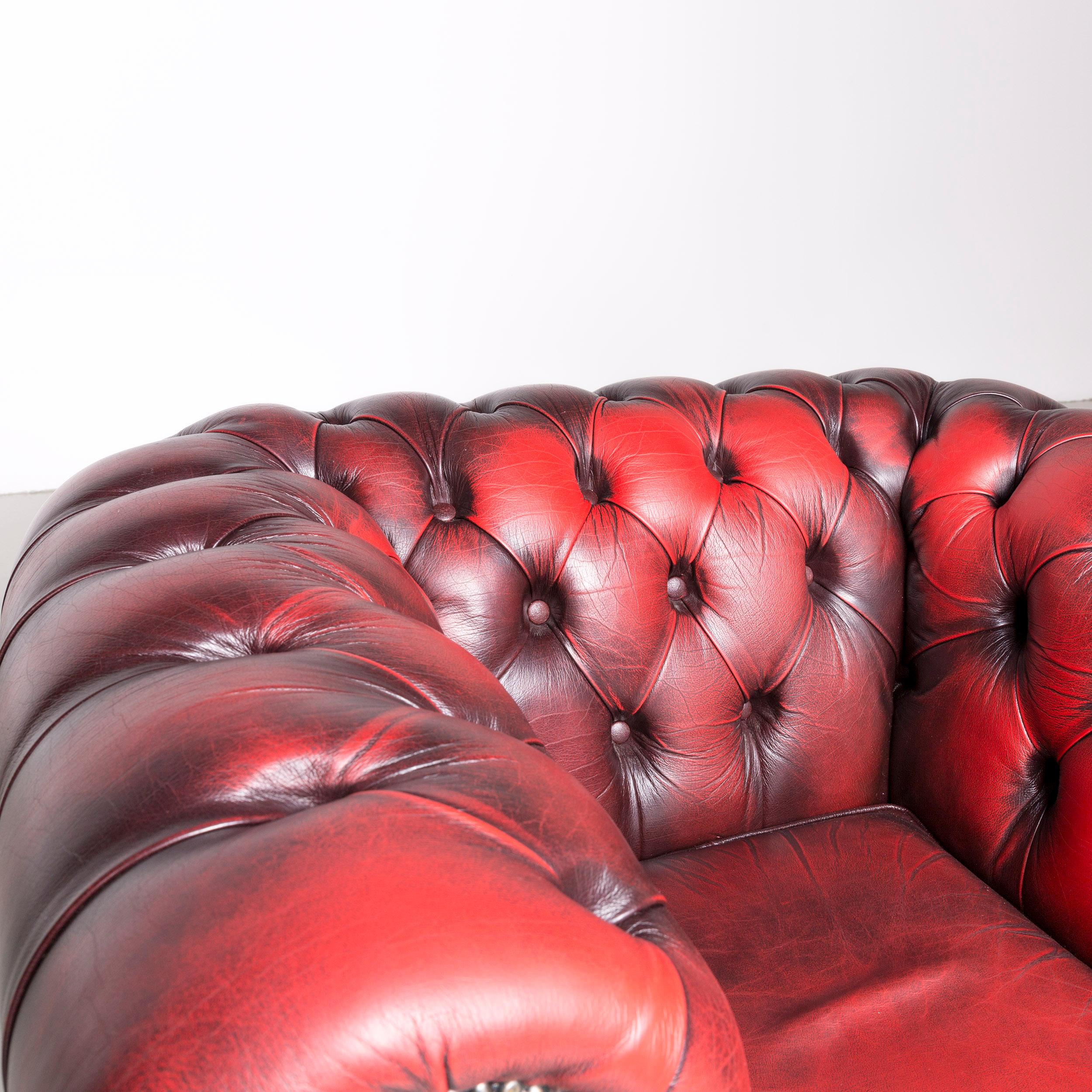 Contemporary Chesterfield Leather Armchair Red Vintage 