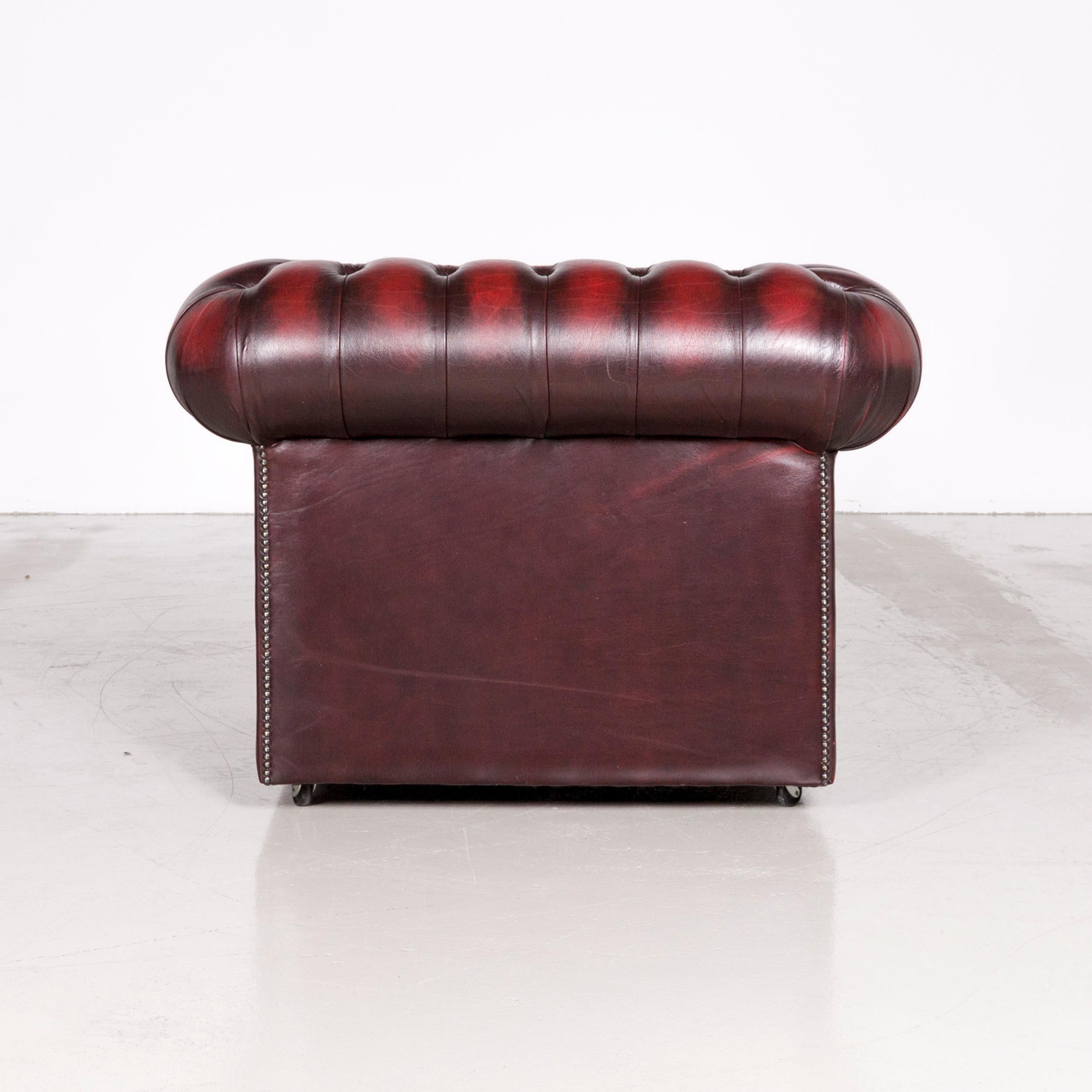 Chesterfield Leather Armchair Red Vintage  2