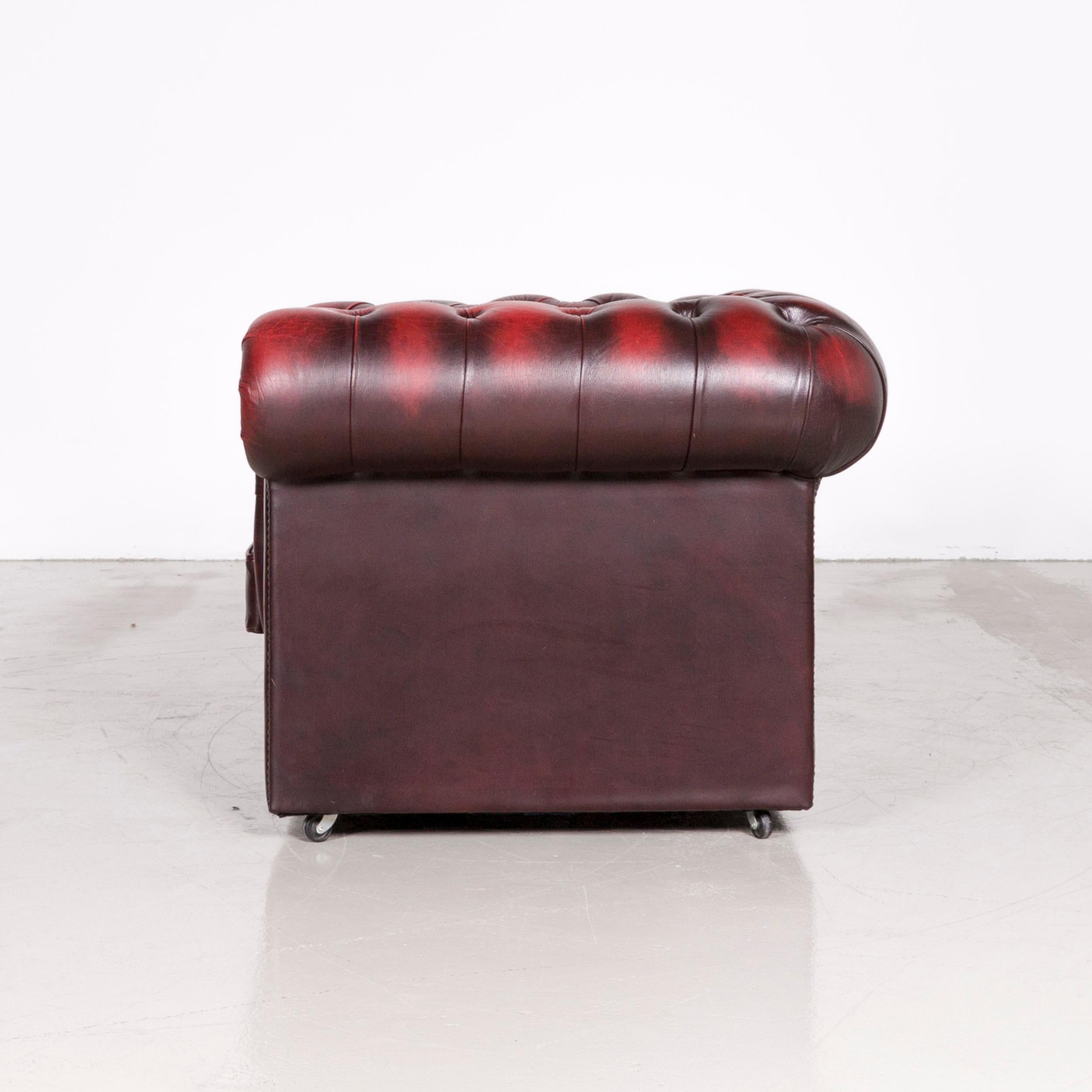 Chesterfield Leather Armchair Red Vintage  3