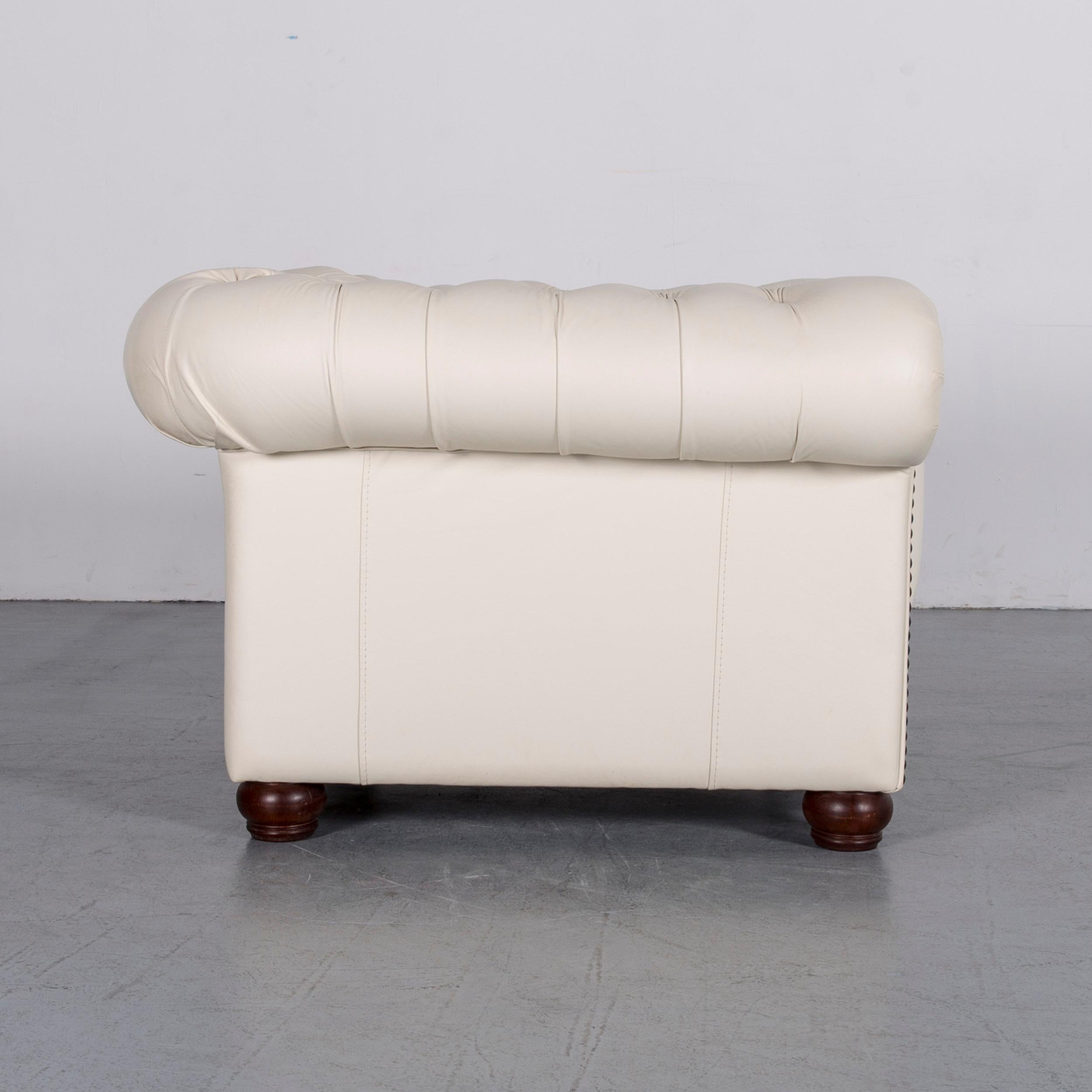 Chesterfield Leather Armchair White One-Seat Vintage Retro 2