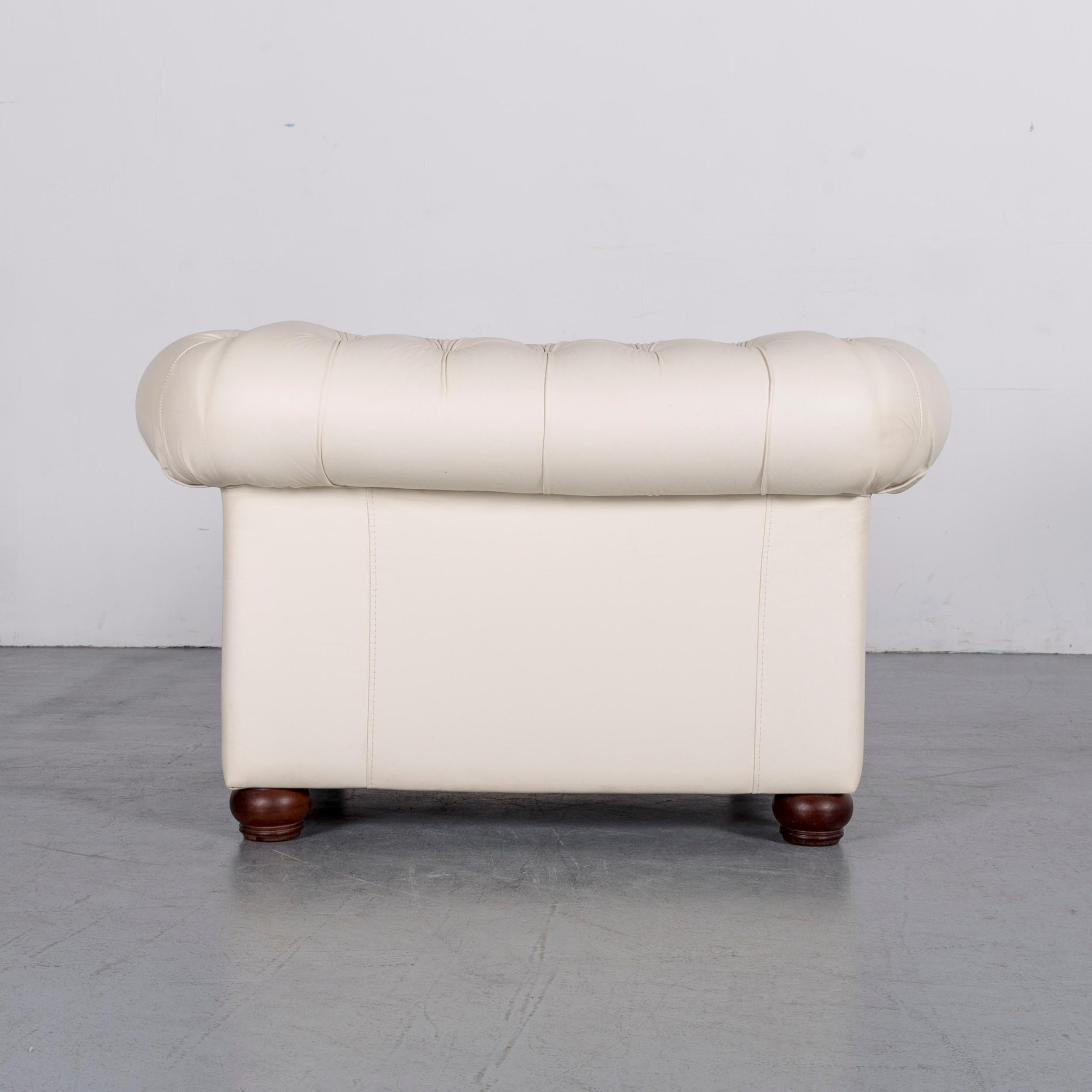 Chesterfield Leather Armchair White One-Seat Vintage Retro 3