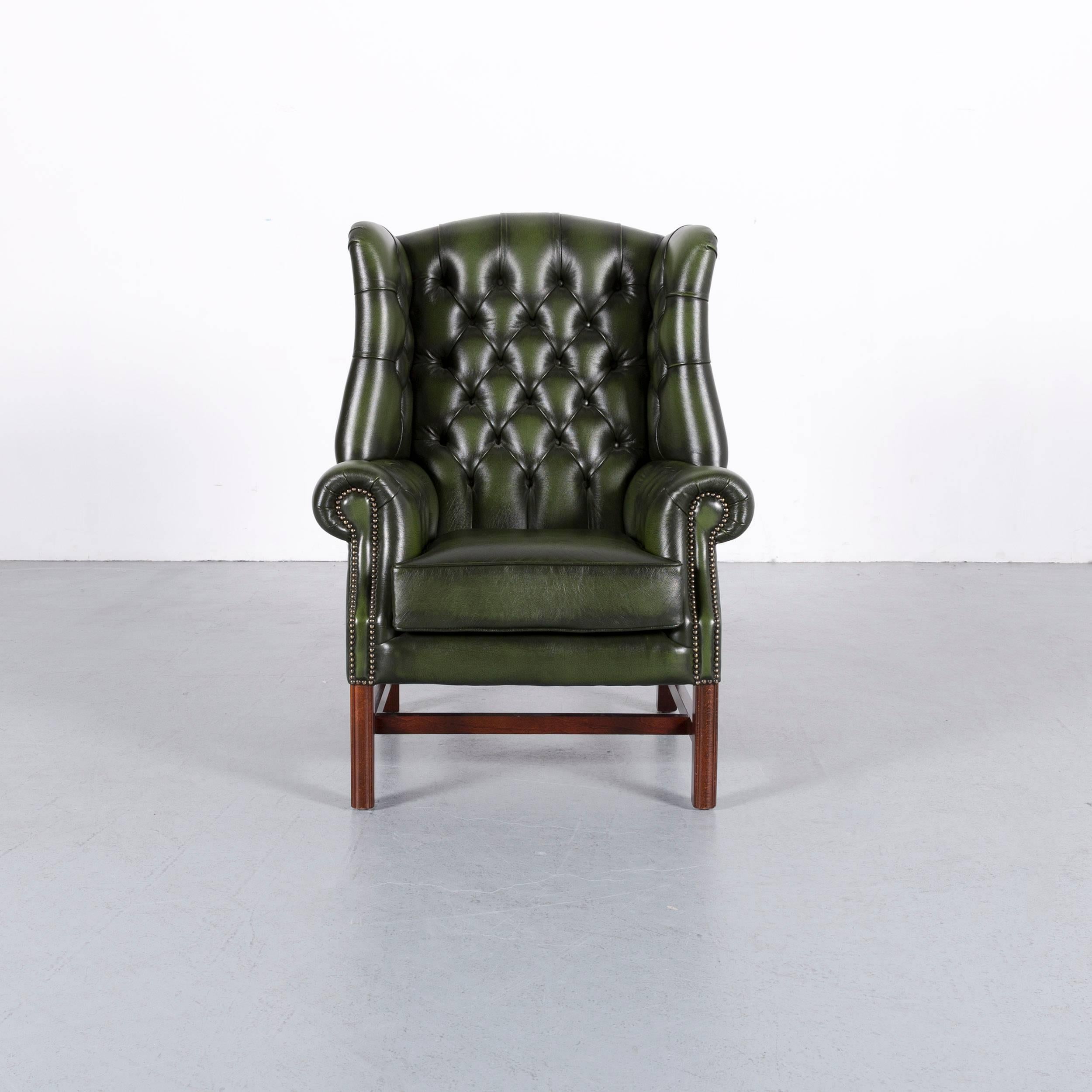 Wir bringen Ihnen einen Chesterfield Ledersessel wingback grün one-seat