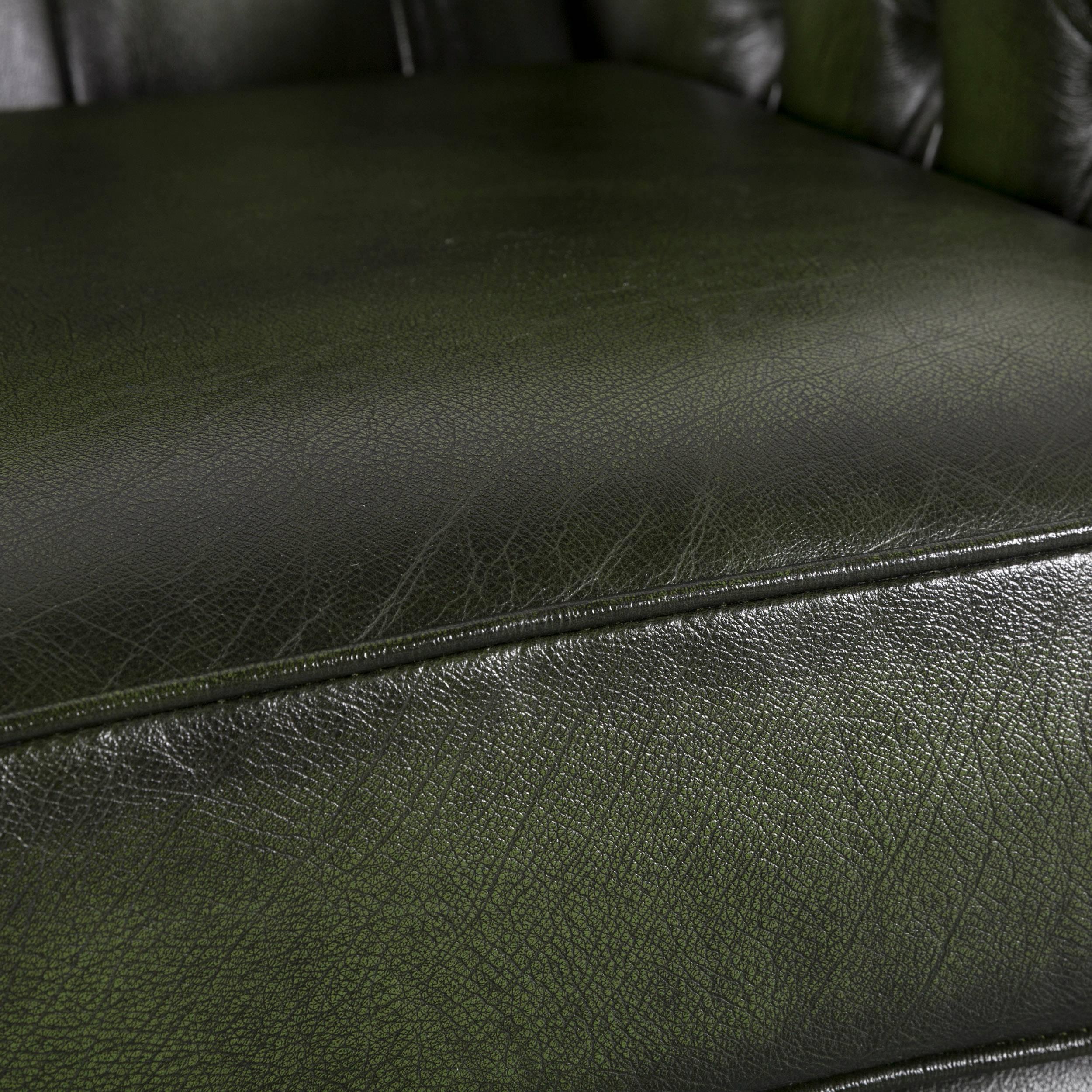 Chesterfield Ledersessel Wingback Grün One-Seat (Britisch)