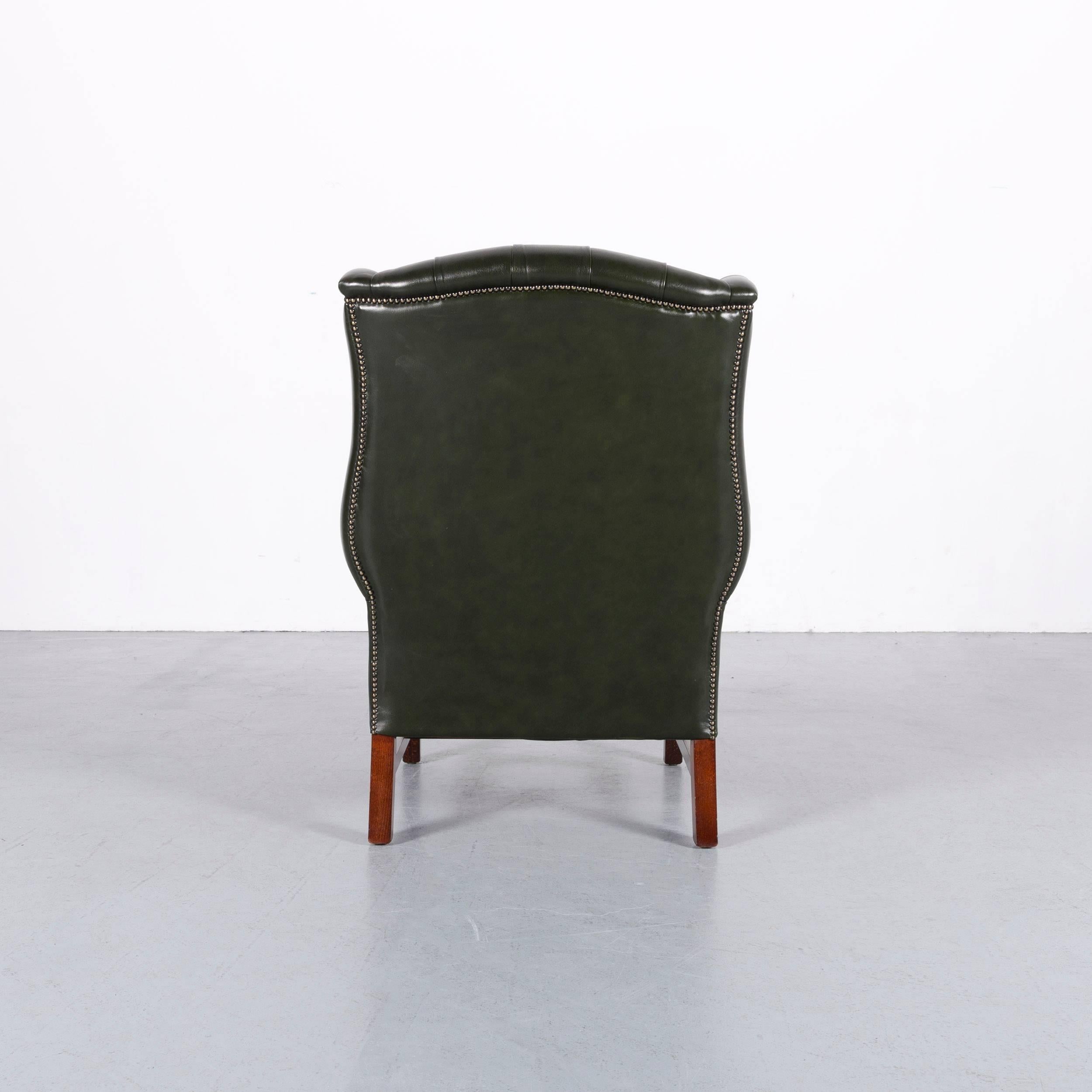 Chesterfield Ledersessel Wingback Grün One-Seat 1