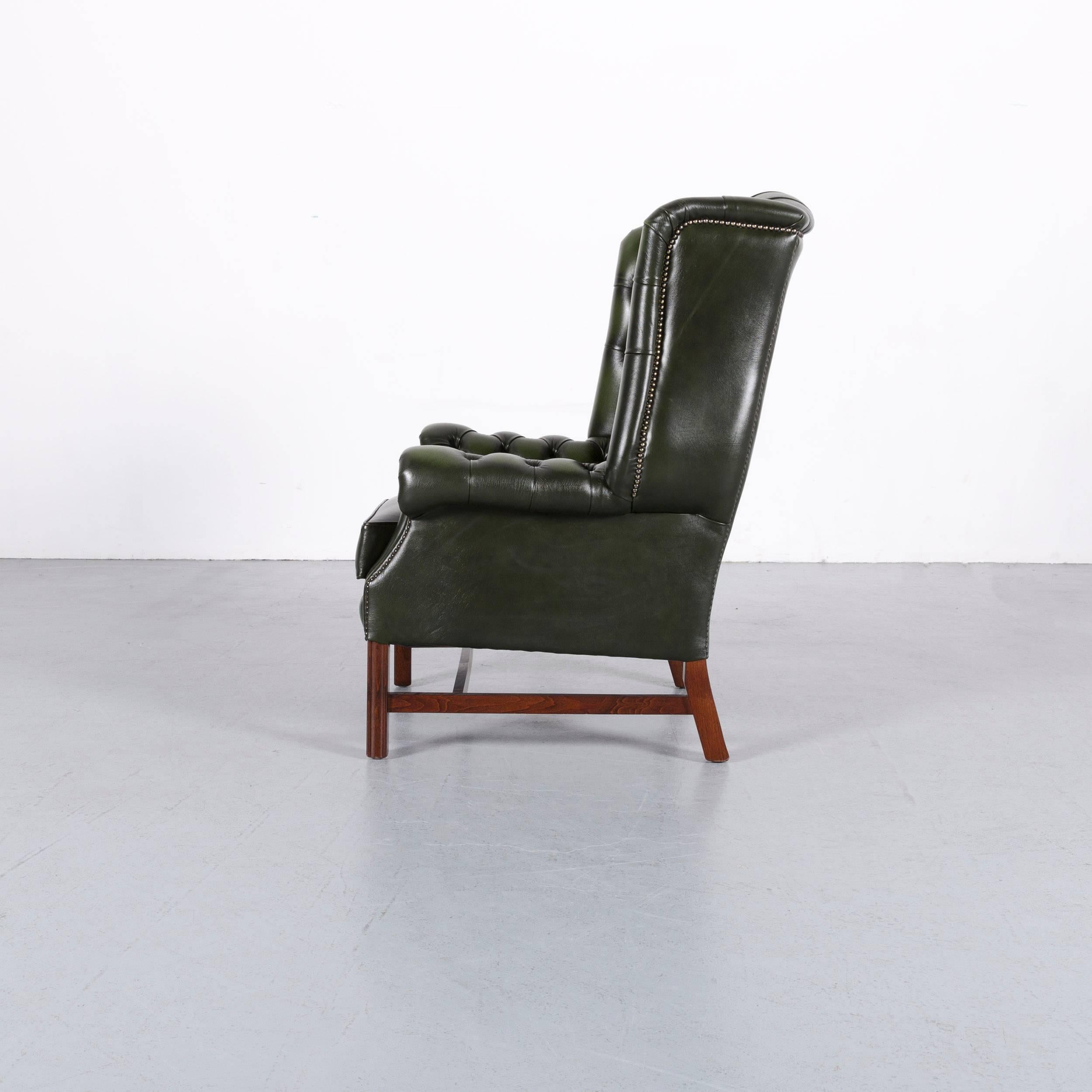 Chesterfield Ledersessel Wingback Grün One-Seat 2