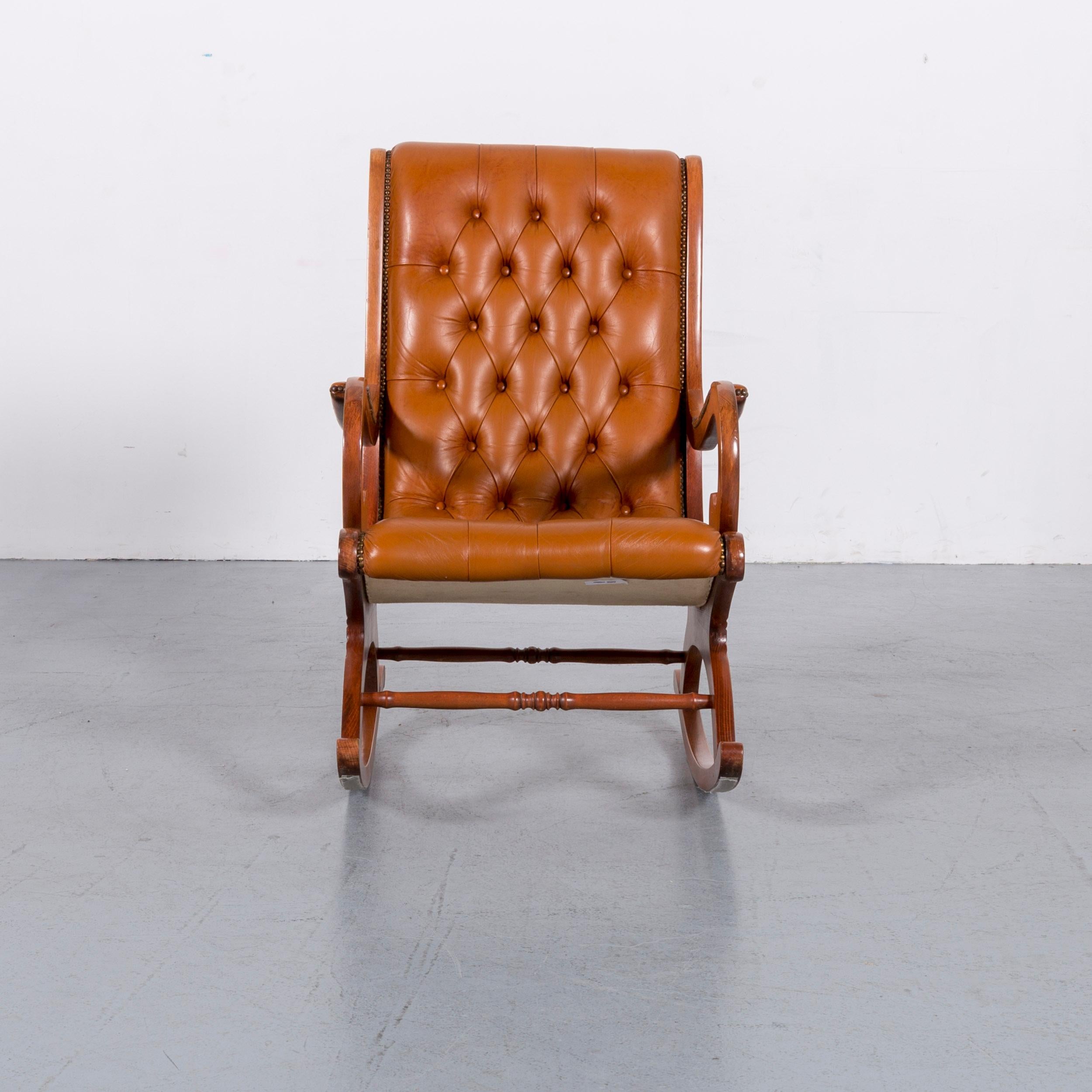 We bring to you an Chesterfield leather rocking chair brown cognac one-seat vintage retro.



























































 