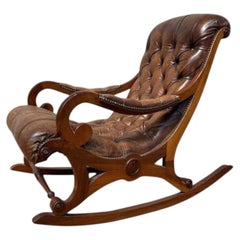 Chesterfield-Leder-Schaukelstuhl