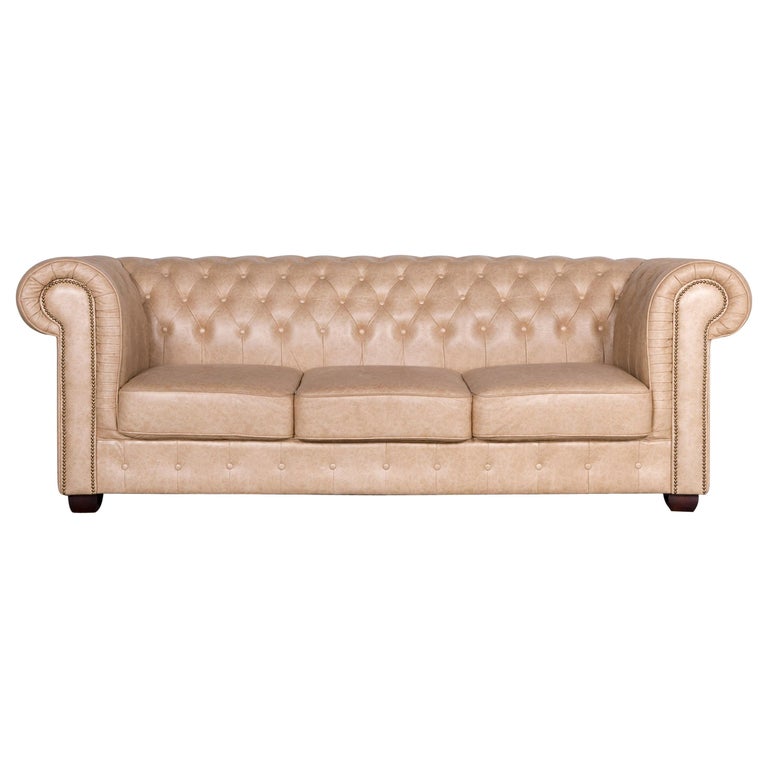Chesterfield Leder Sofa braun Beige Vintage 2-Sitzer Couch im ... Chesterfield Leder Sofa braun Beige Vintage 2-Sitzer Couch im ...