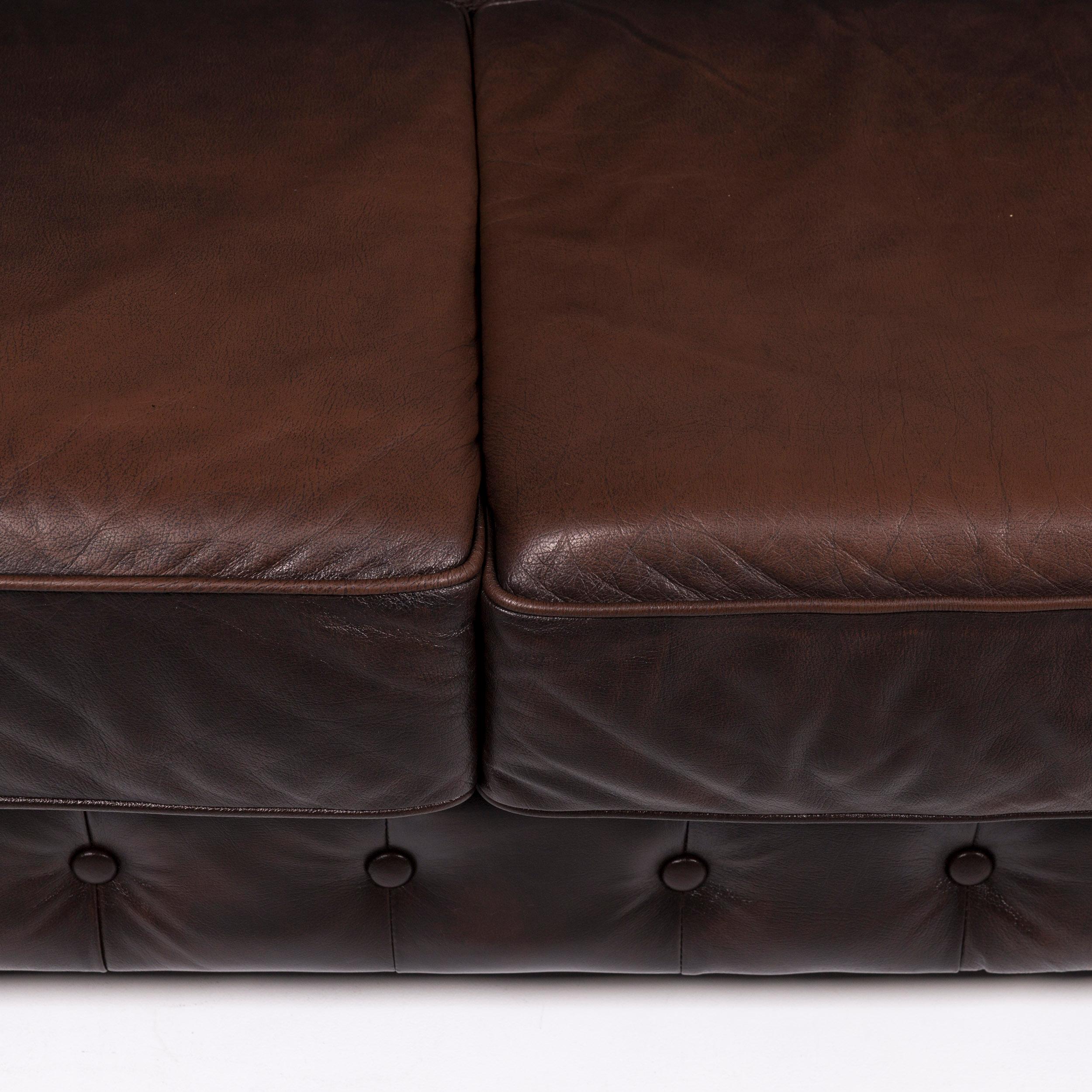 Chesterfield Ledersofa Braun Dunkelbraun Dreisitzige Retro-Couch (Moderne)