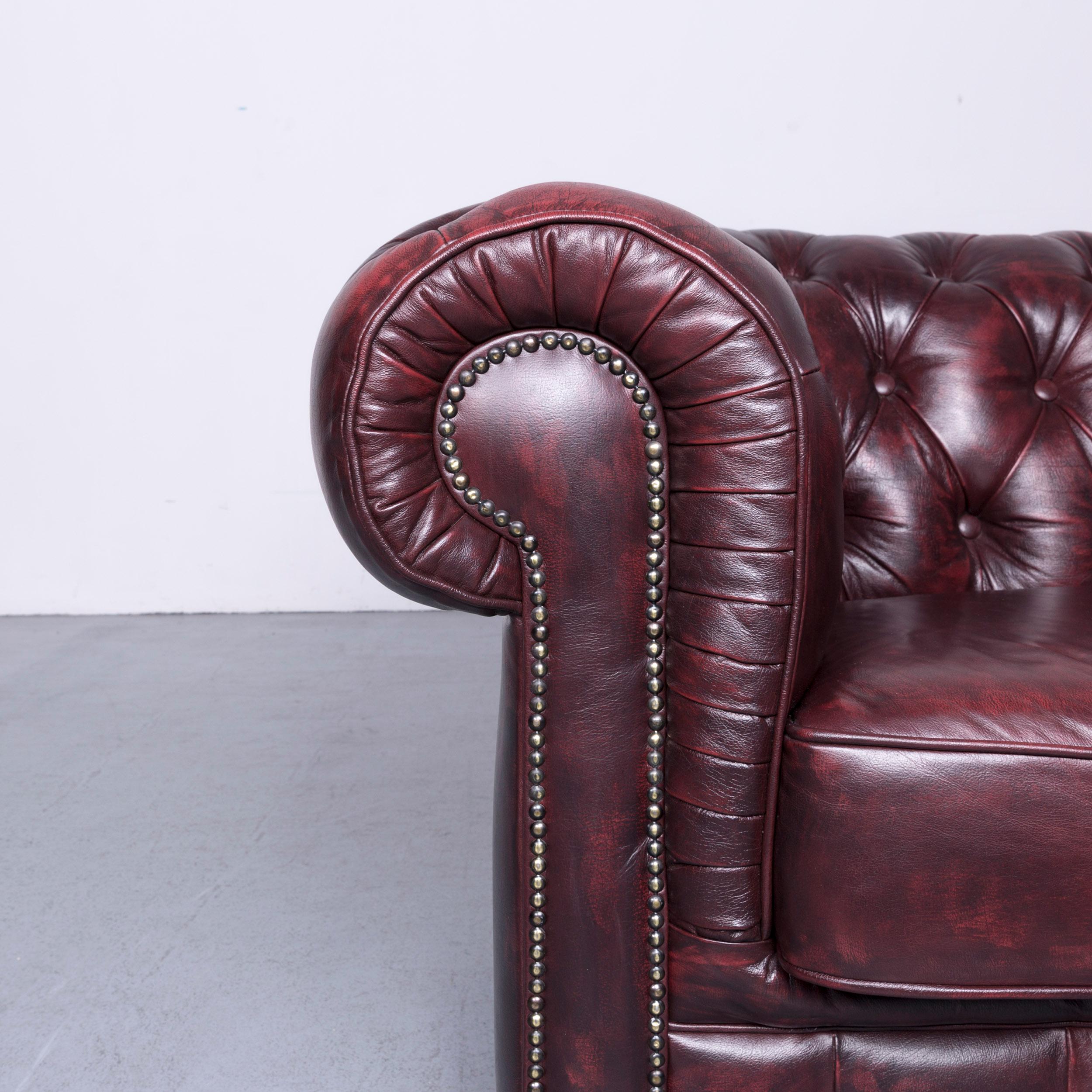 Chesterfield Leather Sofa Brown Three-Seat Couch Vintage Retro 13