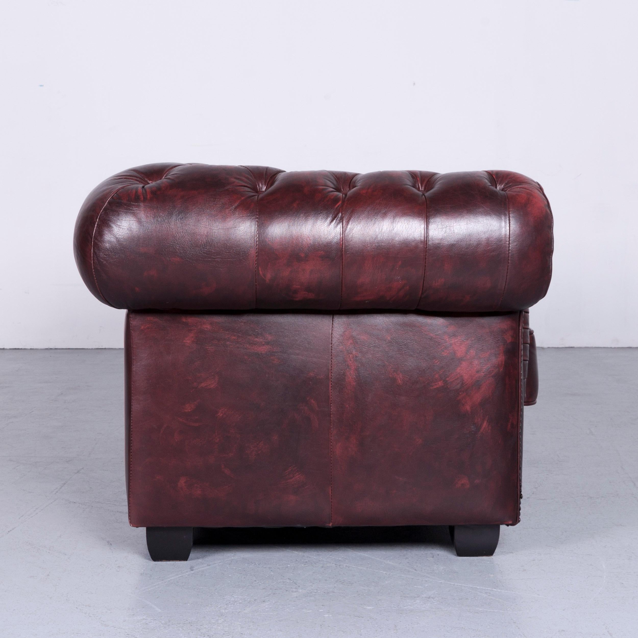 Chesterfield Leather Sofa Brown Three-Seat Couch Vintage Retro 14