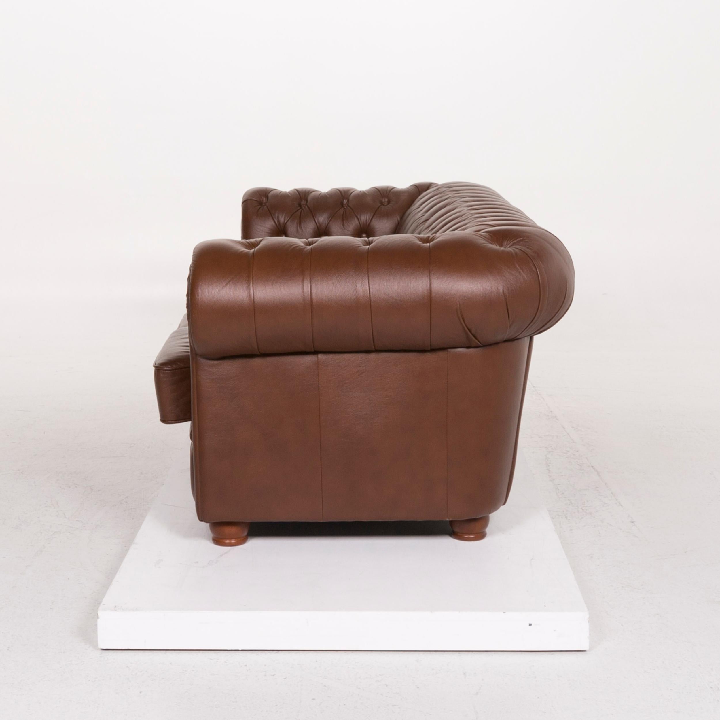 Chesterfield Leather Sofa Brown Three-Seat 4
