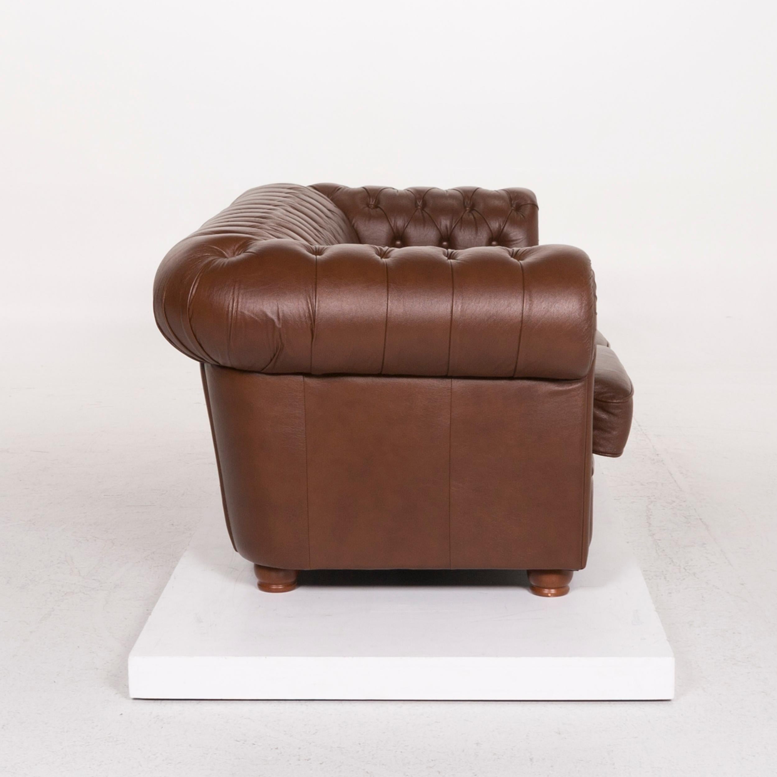 Chesterfield Leather Sofa Brown Three-Seat 2