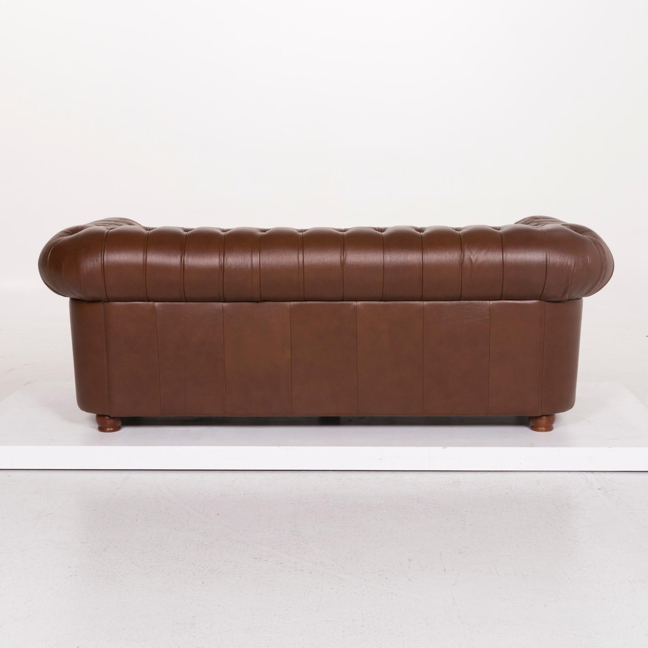 Chesterfield Leather Sofa Brown Three-Seat 3