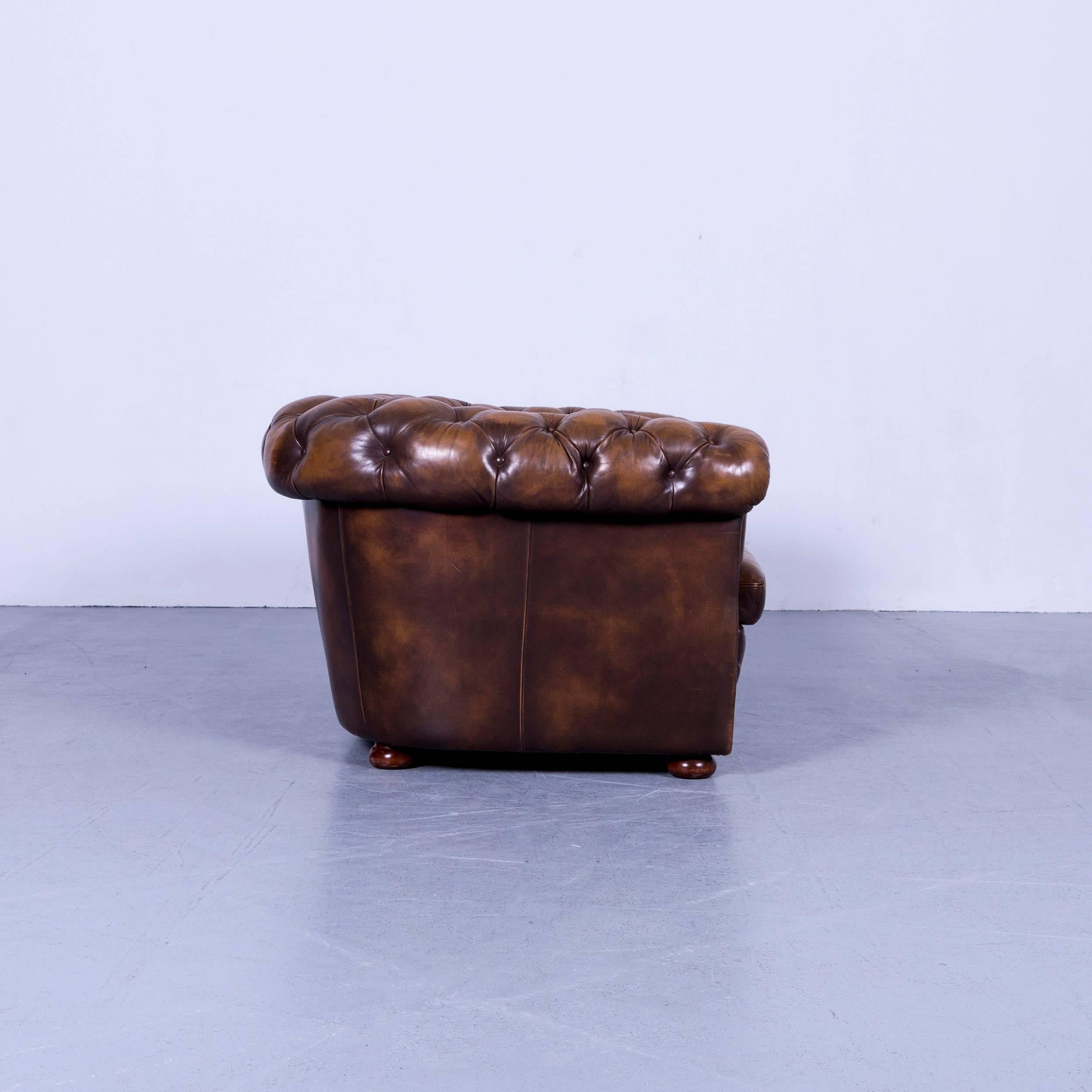 Chesterfield Leather Sofa Brown Two-Seat Couch For Sale 4