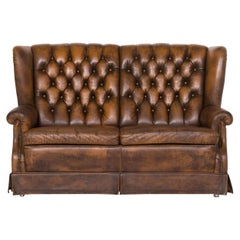 Chesterfield Leather Sofa Brown Two-seat